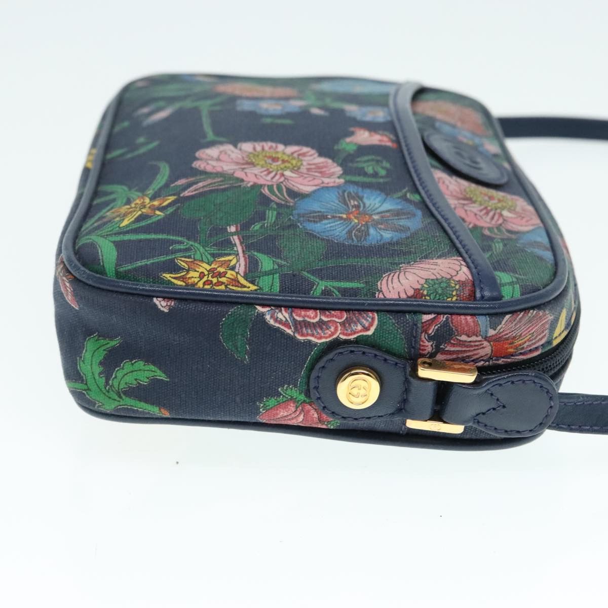 Gucci Gg Flora Navy Canvas Shoulder Bag (Pre-Owned) Size ONE SIZE - 3 Thumbnail
