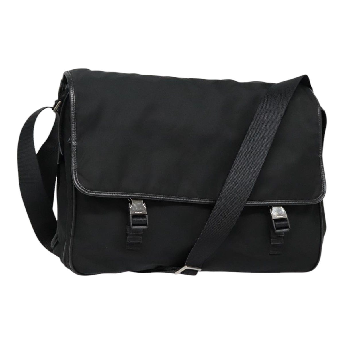 Prada Triangle Logo Black Synthetic Shoulder Bag (Pre-Owned) Size ONE SIZE - 15 Thumbnail
