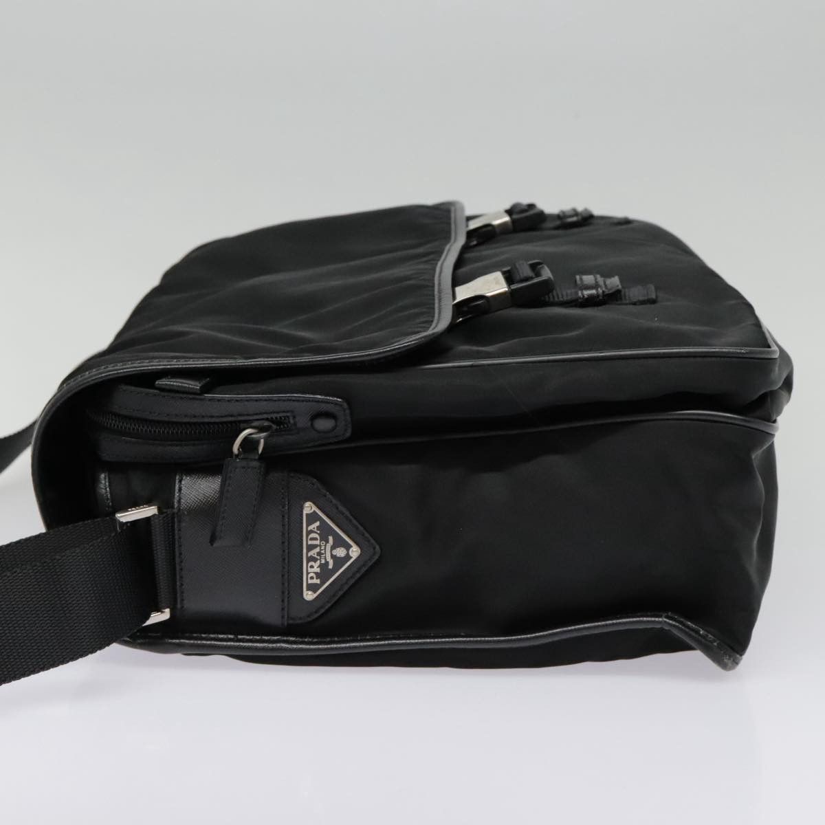 Prada Triangle Logo Black Synthetic Shoulder Bag (Pre-Owned) Size ONE SIZE - 3 Thumbnail