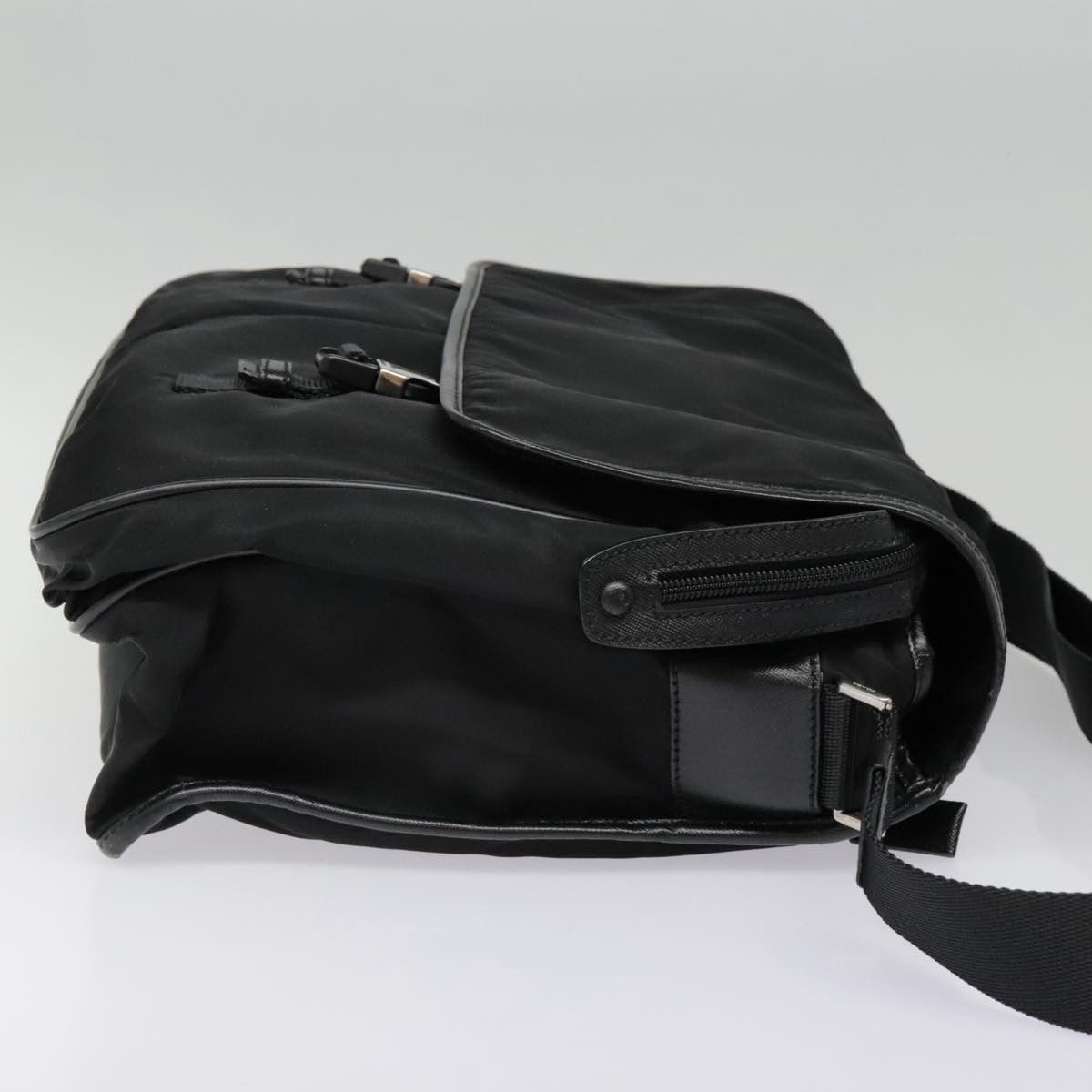 Prada Triangle Logo Black Synthetic Shoulder Bag (Pre-Owned) Size ONE SIZE - 4 Thumbnail