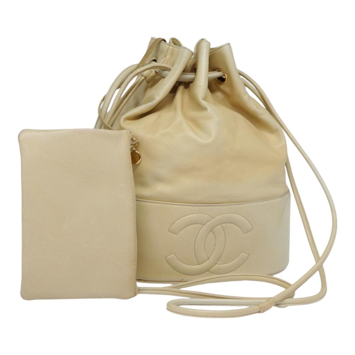 Chanel Logo Cc Beige Leather Shoulder Bag (Pre-Owned) Size ONE SIZE - 11 Thumbnail