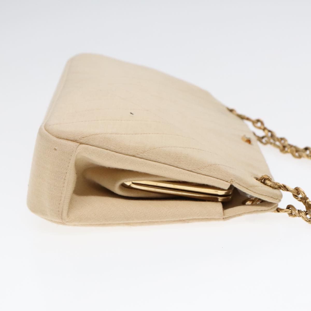 Chanel V-Stich Beige Cotton Shoulder Bag (Pre-Owned) Size ONE SIZE - 14 Thumbnail
