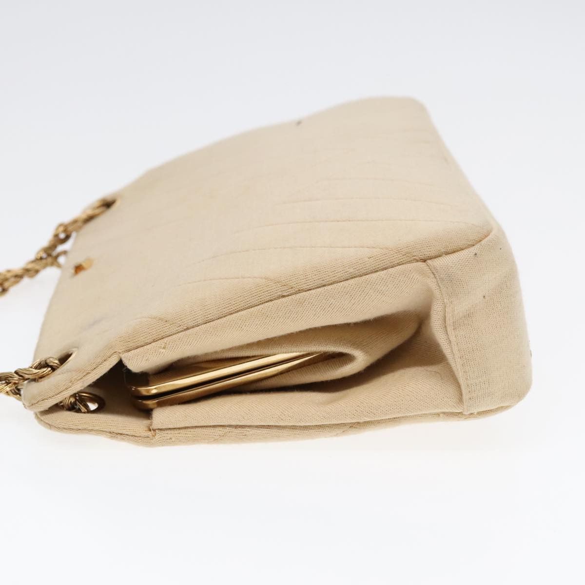 Chanel V-Stich Beige Cotton Shoulder Bag (Pre-Owned) Size ONE SIZE - 3 Thumbnail