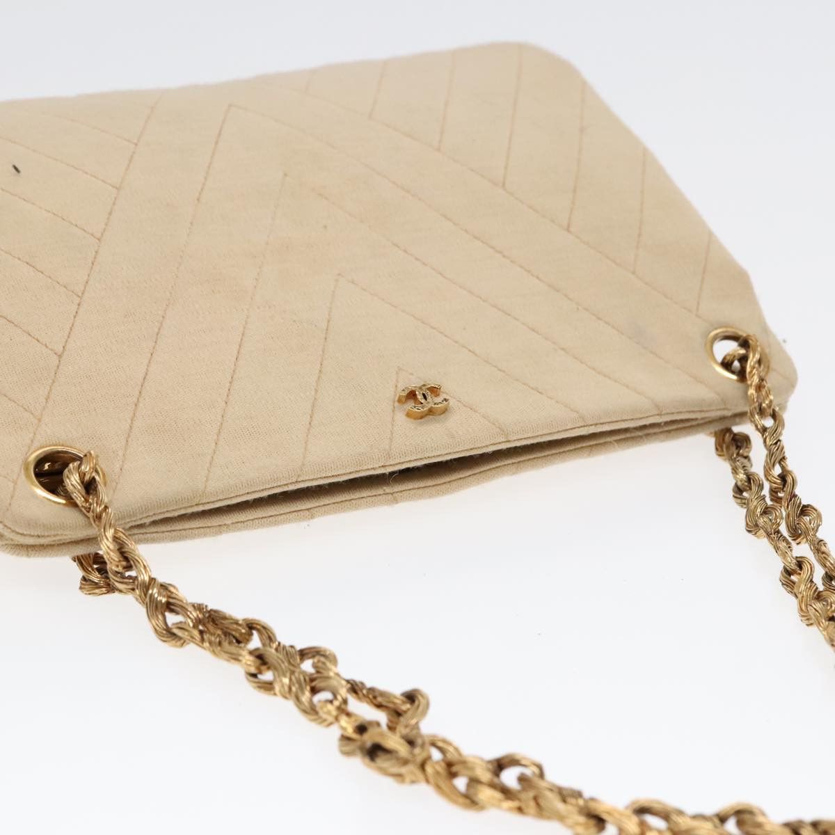 Chanel V-Stich Beige Cotton Shoulder Bag (Pre-Owned) Size ONE SIZE - 15 Thumbnail