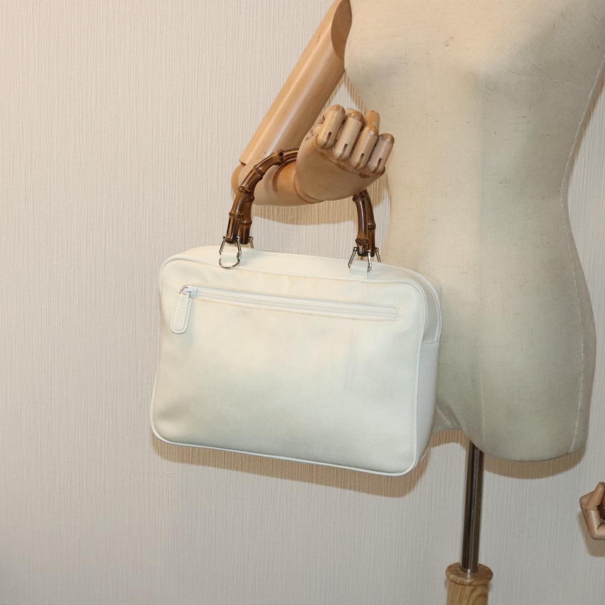 Gucci Bamboo White Leather Handbag (Pre-Owned) Size ONE SIZE - 11 Thumbnail