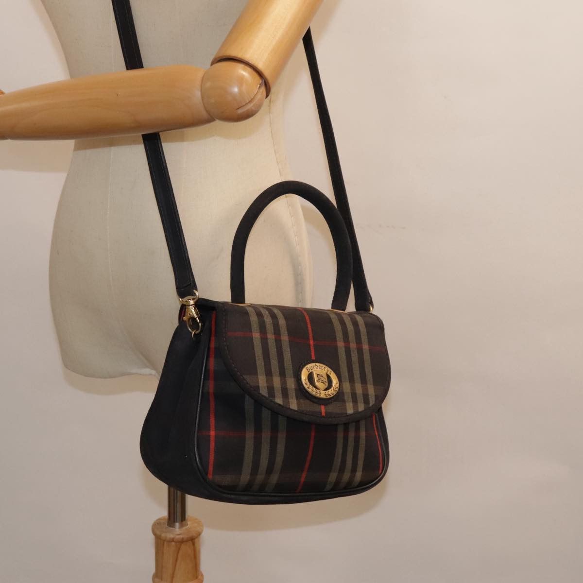 Burberry Nova Check Navy Canvas Handbag (Pre-Owned) Size ONE SIZE - 17 Thumbnail