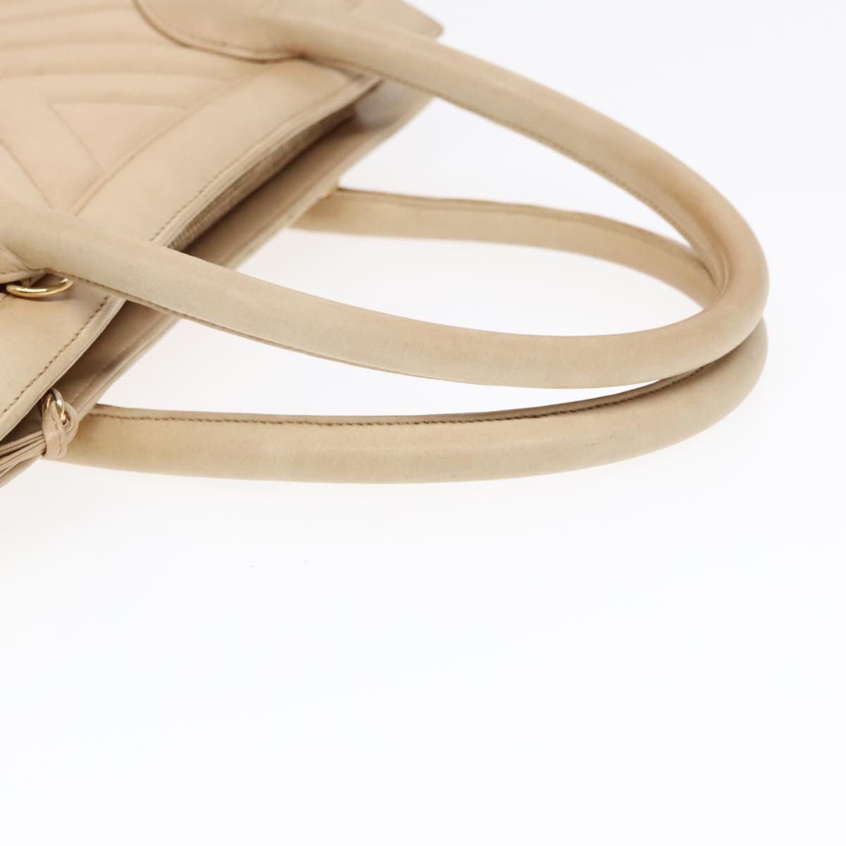 Chanel V-Stich Beige Leather Handbag (Pre-Owned) Size ONE SIZE - 6 Thumbnail