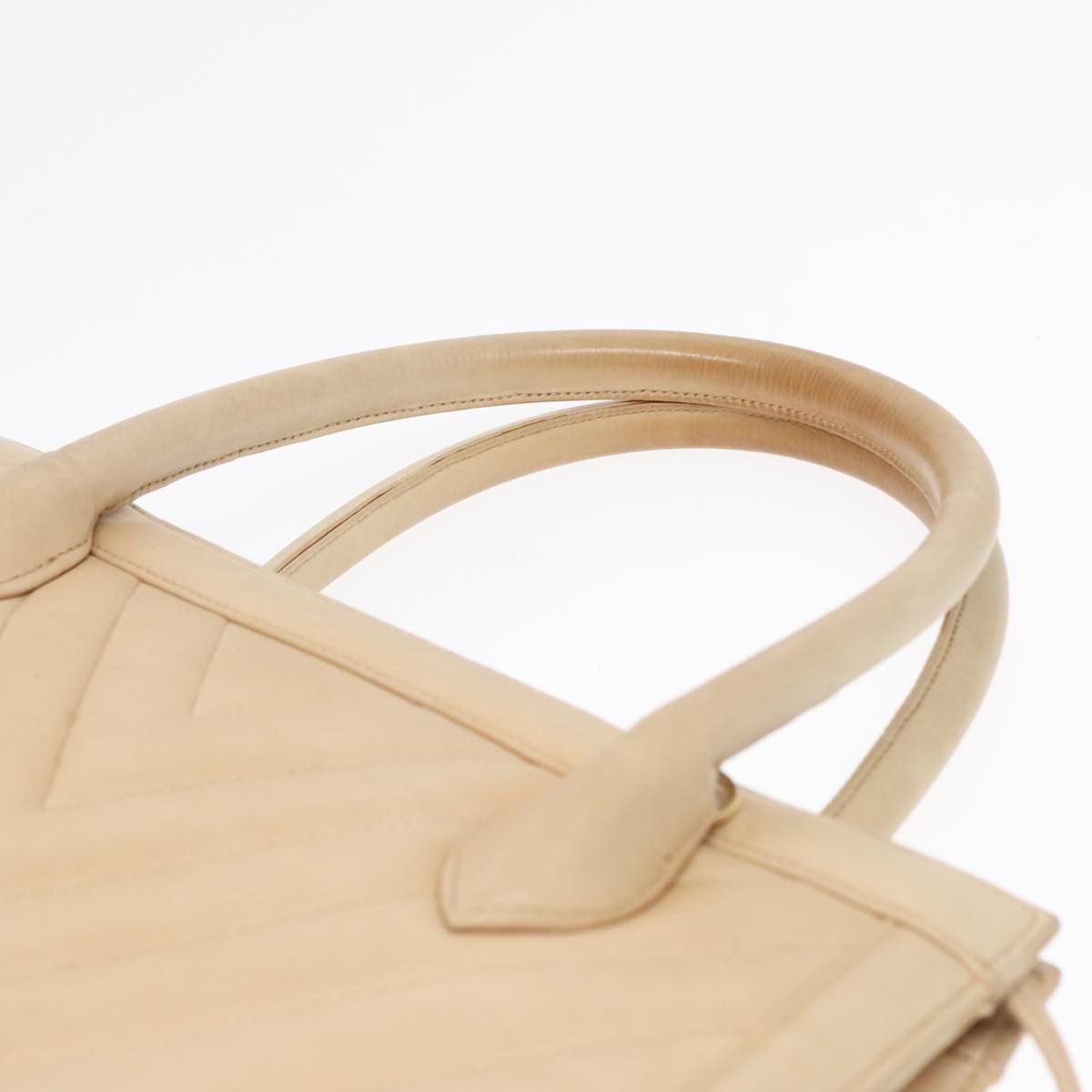 Chanel V-Stich Beige Leather Handbag (Pre-Owned) Size ONE SIZE - 7 Thumbnail