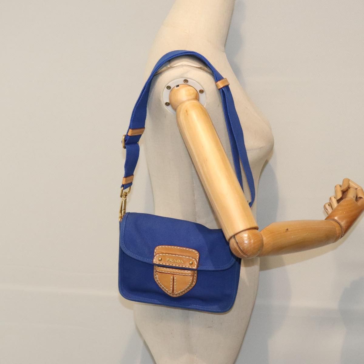 Prada Blue Canvas Shoulder Bag (Pre-Owned) Size ONE SIZE - 13 Thumbnail