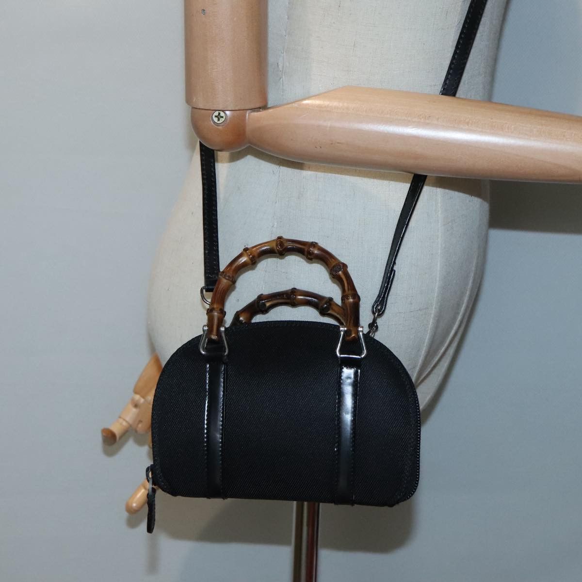 Gucci Bamboo Black Synthetic Handbag (Pre-Owned) Size ONE SIZE - 16 Thumbnail