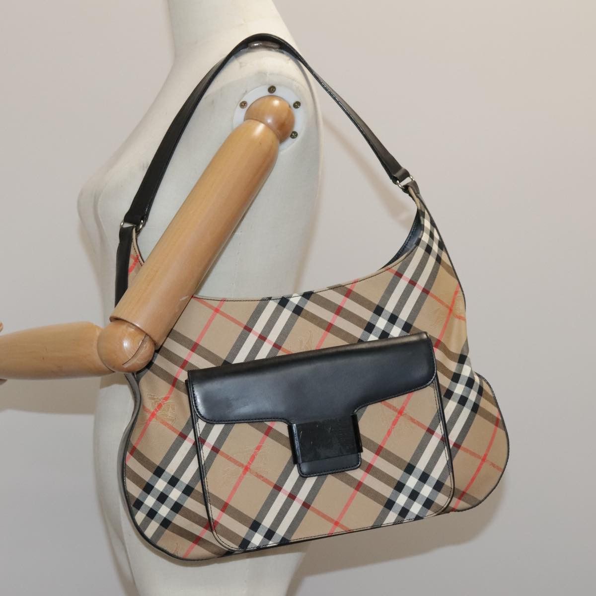 Burberry Nova Check Beige Canvas Shoulder Bag (Pre-Owned) Size ONE SIZE - 14 Thumbnail
