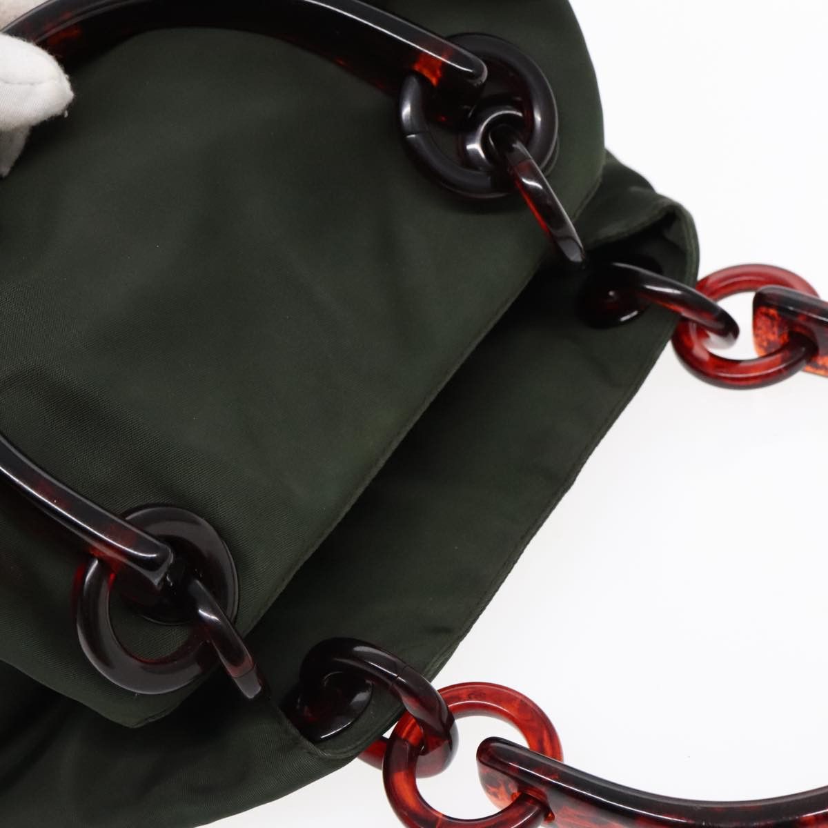 Prada Triangle Logo Green Synthetic Handbag (Pre-Owned) Size ONE SIZE - 16 Thumbnail
