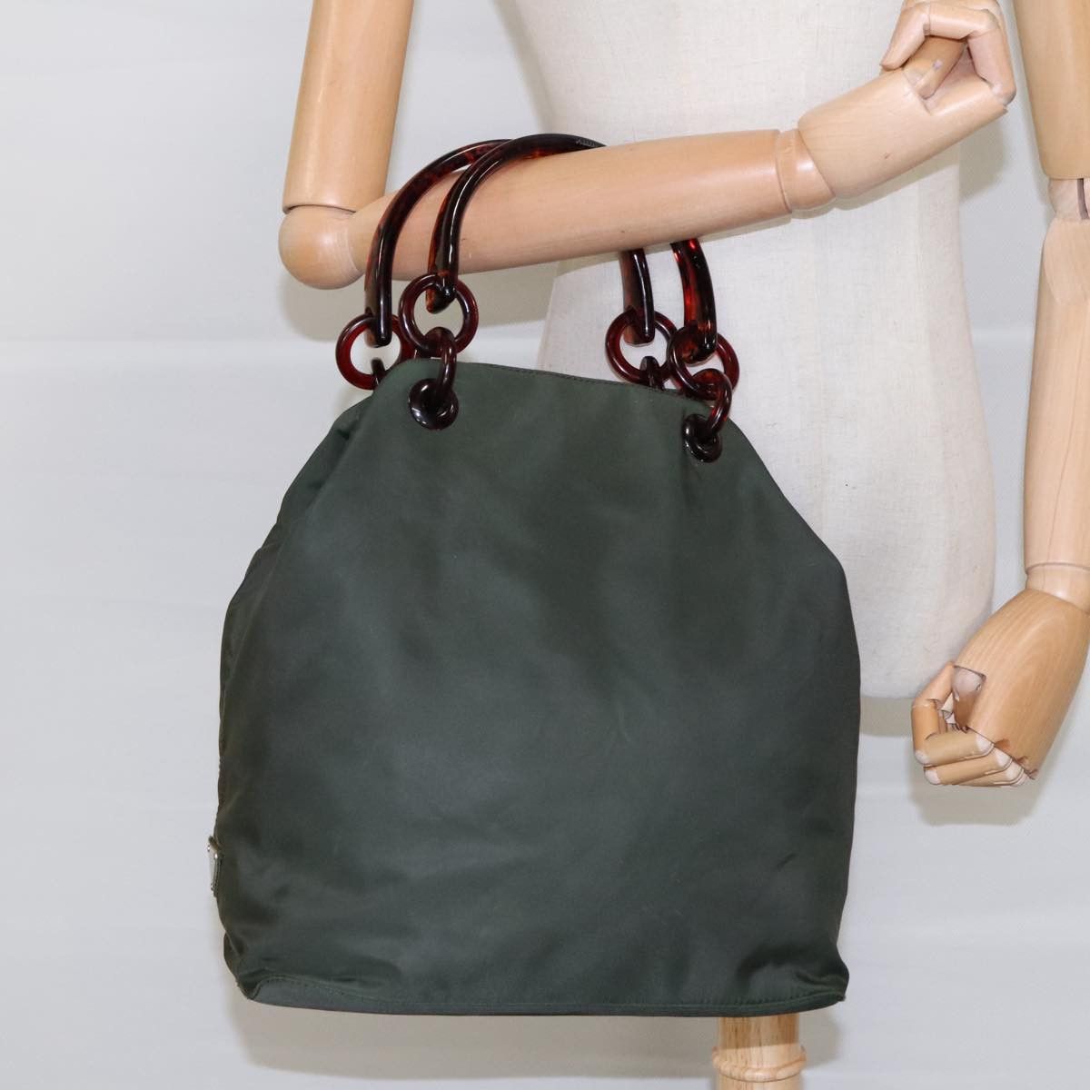 Prada Triangle Logo Green Synthetic Handbag (Pre-Owned) Size ONE SIZE - 14 Thumbnail