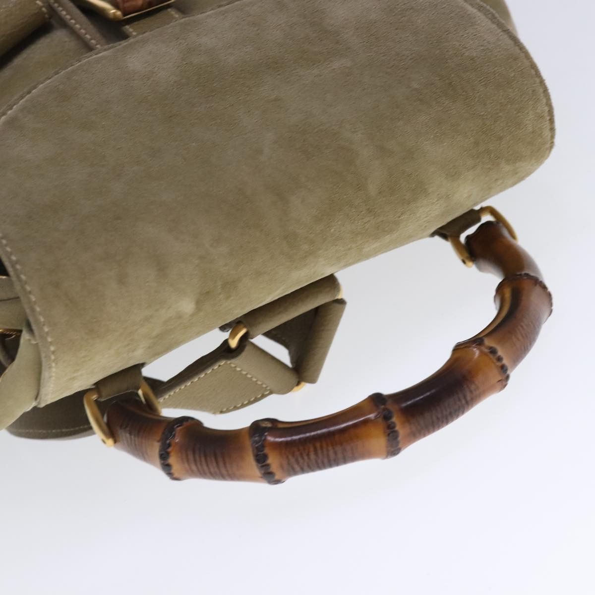 Gucci Bamboo Khaki Suede Backpack Bag (Pre-Owned) Size ONE SIZE - 16 Thumbnail