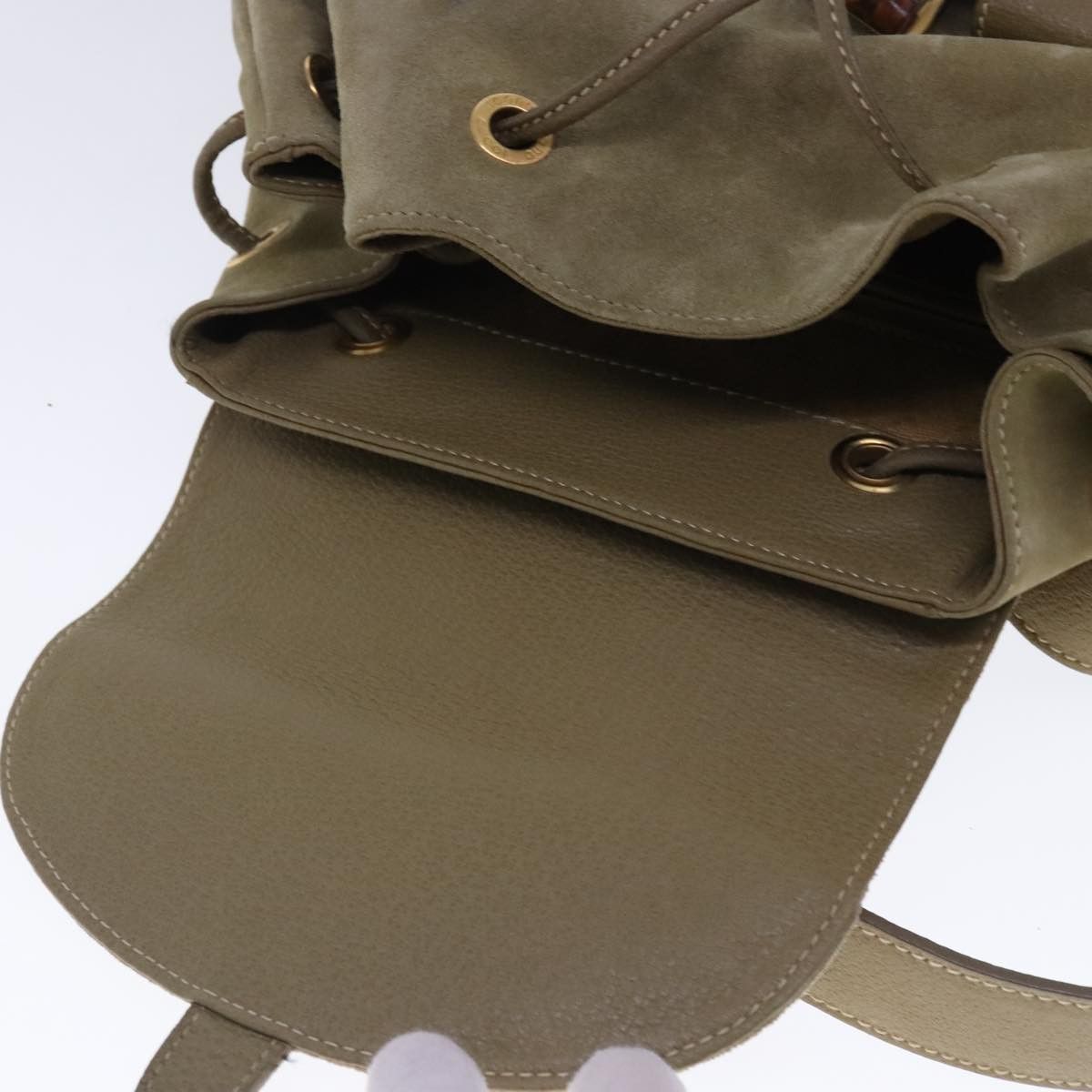 Gucci Bamboo Khaki Suede Backpack Bag (Pre-Owned) Size ONE SIZE - 20 Thumbnail
