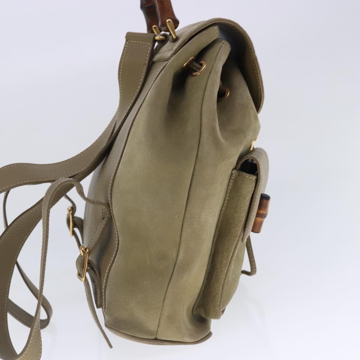 Gucci Bamboo Khaki Suede Backpack Bag (Pre-Owned) Size ONE SIZE - 4 Thumbnail