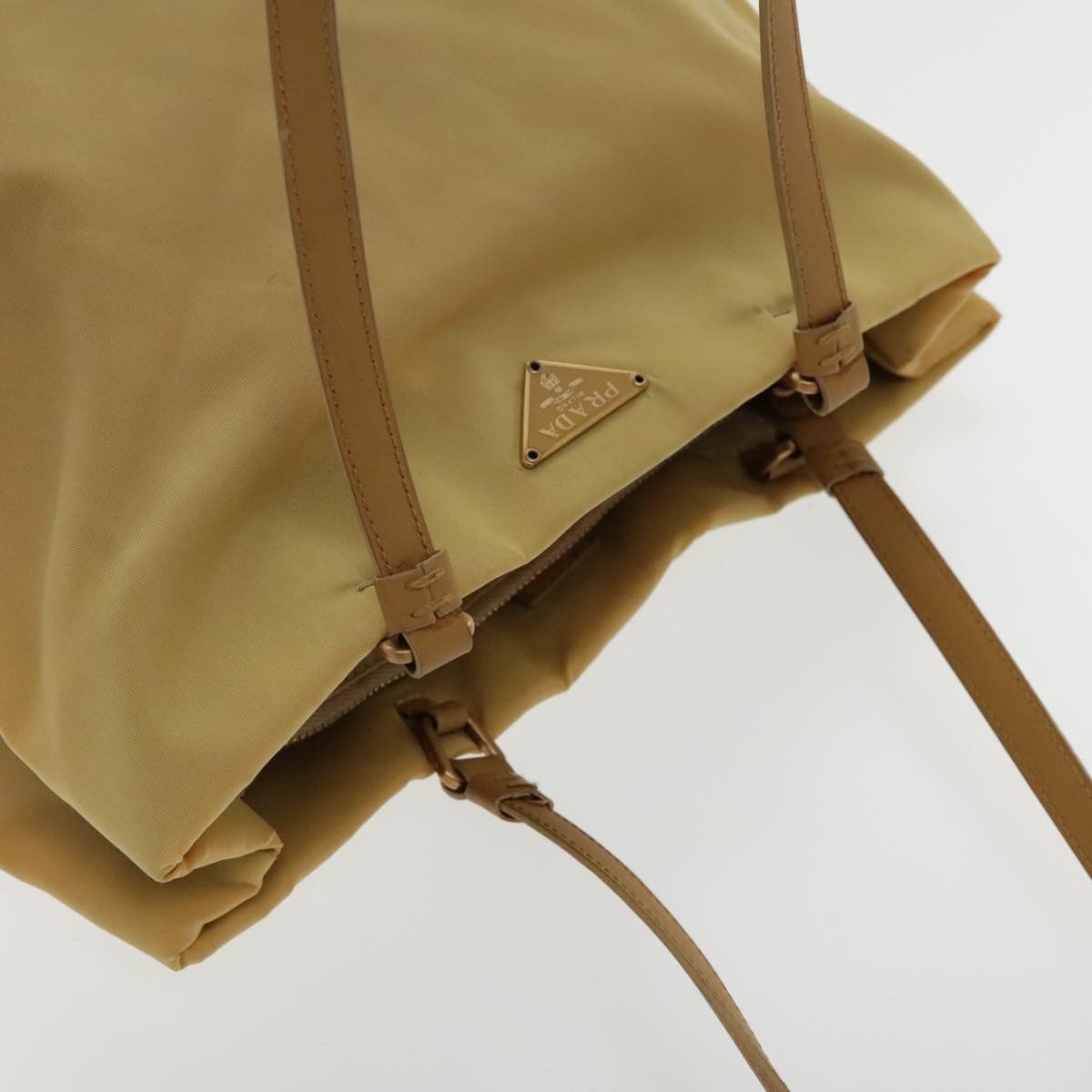 Prada Triangle Logo Beige Synthetic Shoulder Bag (Pre-Owned) Size ONE SIZE - 17 Thumbnail