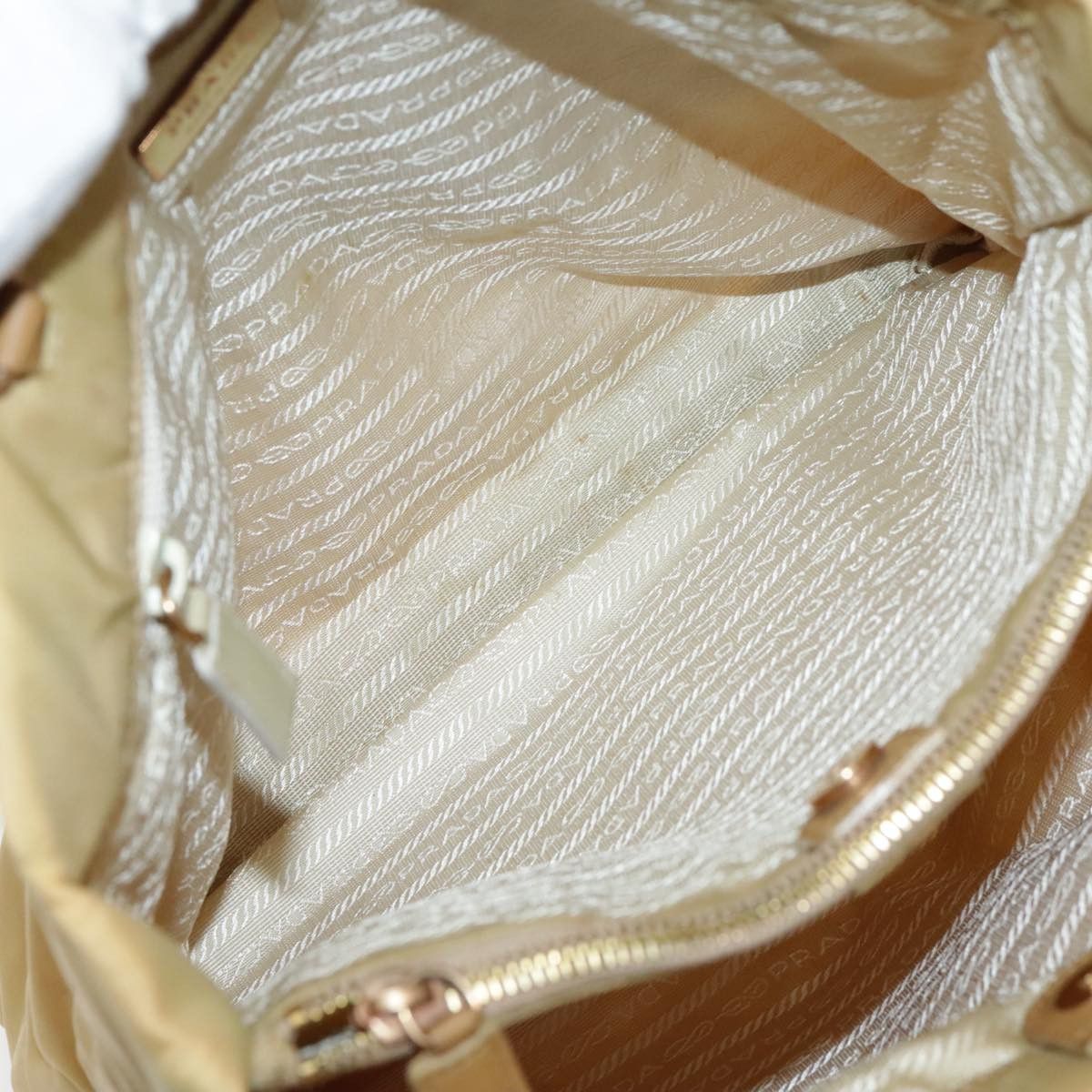 Prada Triangle Logo Beige Synthetic Shoulder Bag (Pre-Owned) Size ONE SIZE - 12 Thumbnail