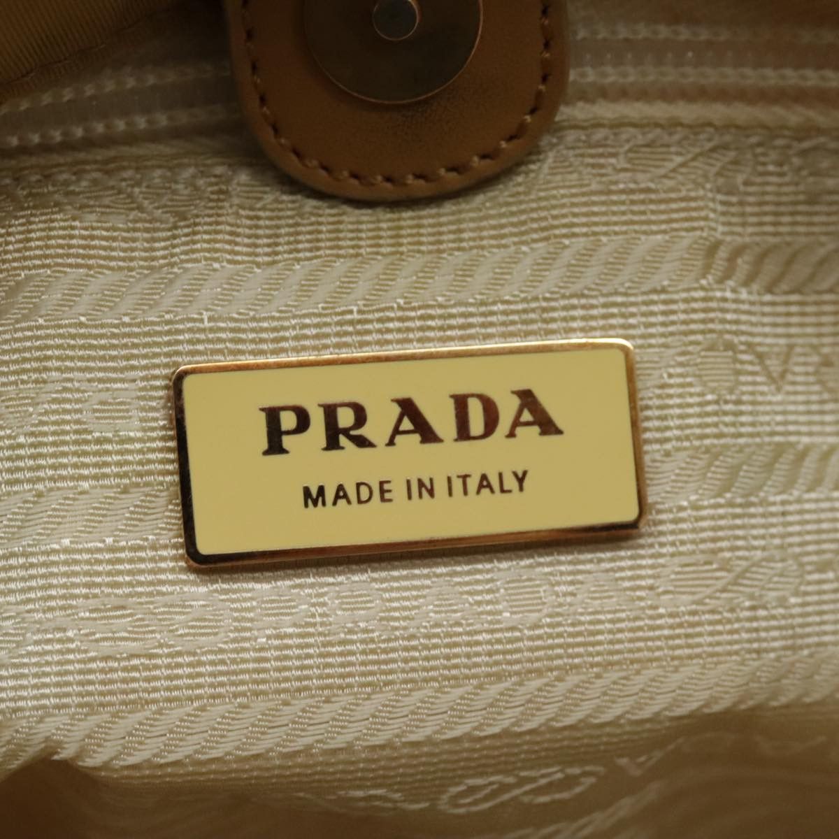 Prada Triangle Logo Beige Synthetic Shoulder Bag (Pre-Owned) Size ONE SIZE - 14 Thumbnail