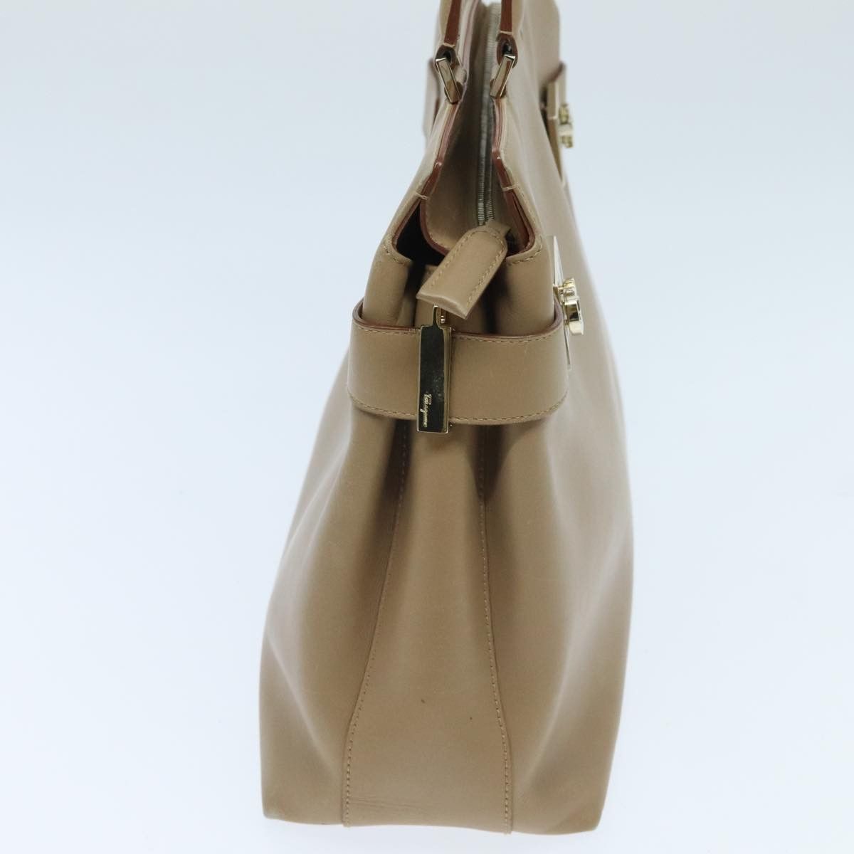 Salvatore Ferragamo Gancini Beige Leather Tote Bag (Pre-Owned) Size ONE SIZE - 13 Thumbnail