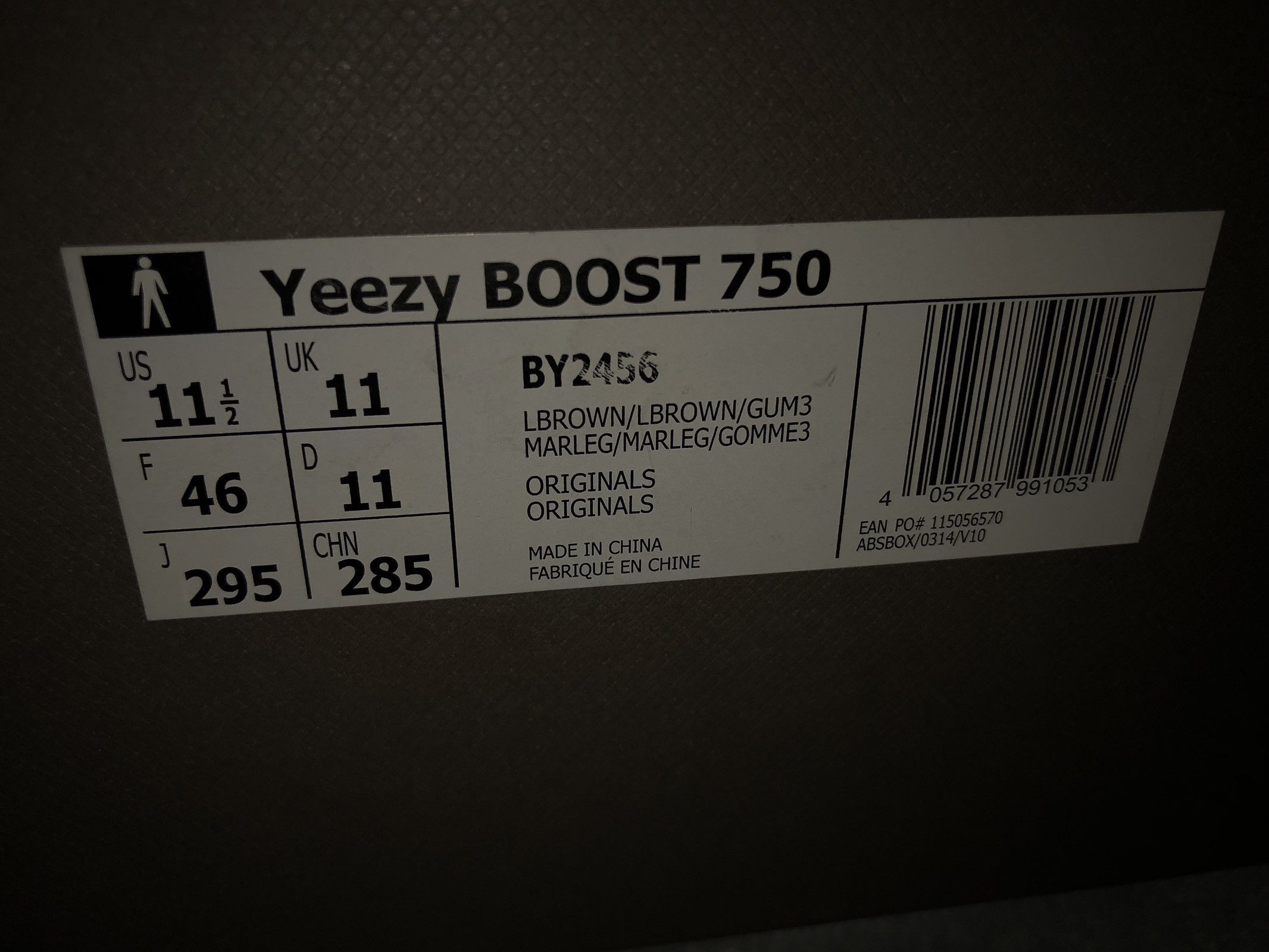 Adidas Yeezy 750 Chocolate Size US 11.5 / EU 44-45 - 8 Thumbnail