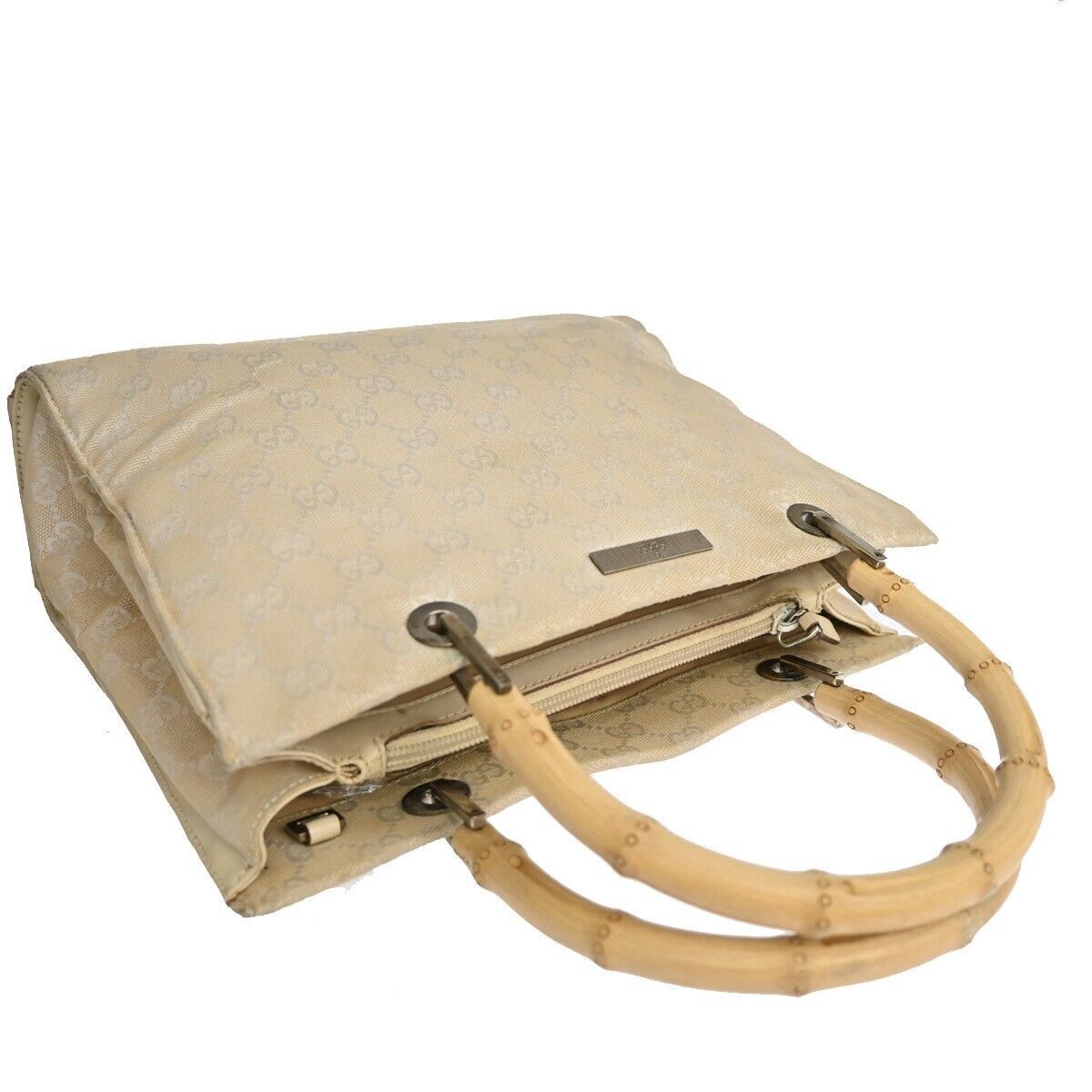 Gucci Bamboo Beige Canvas Handbag (Pre-Owned) Size ONE SIZE - 5 Thumbnail
