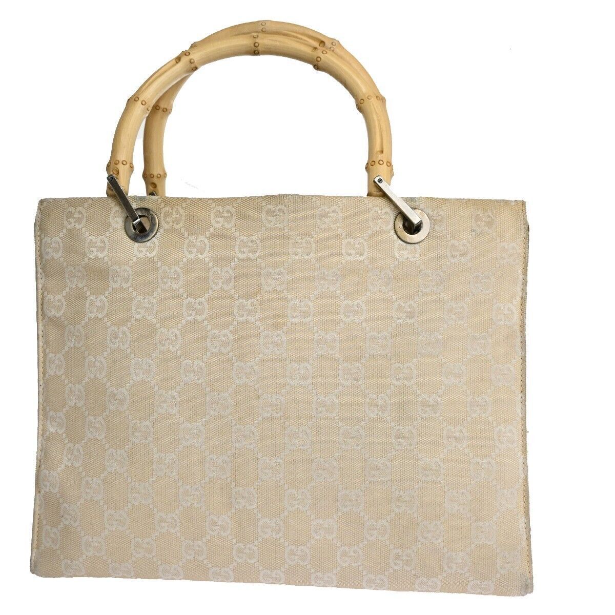 Gucci Bamboo Beige Canvas Handbag (Pre-Owned) Size ONE SIZE - 2 Thumbnail