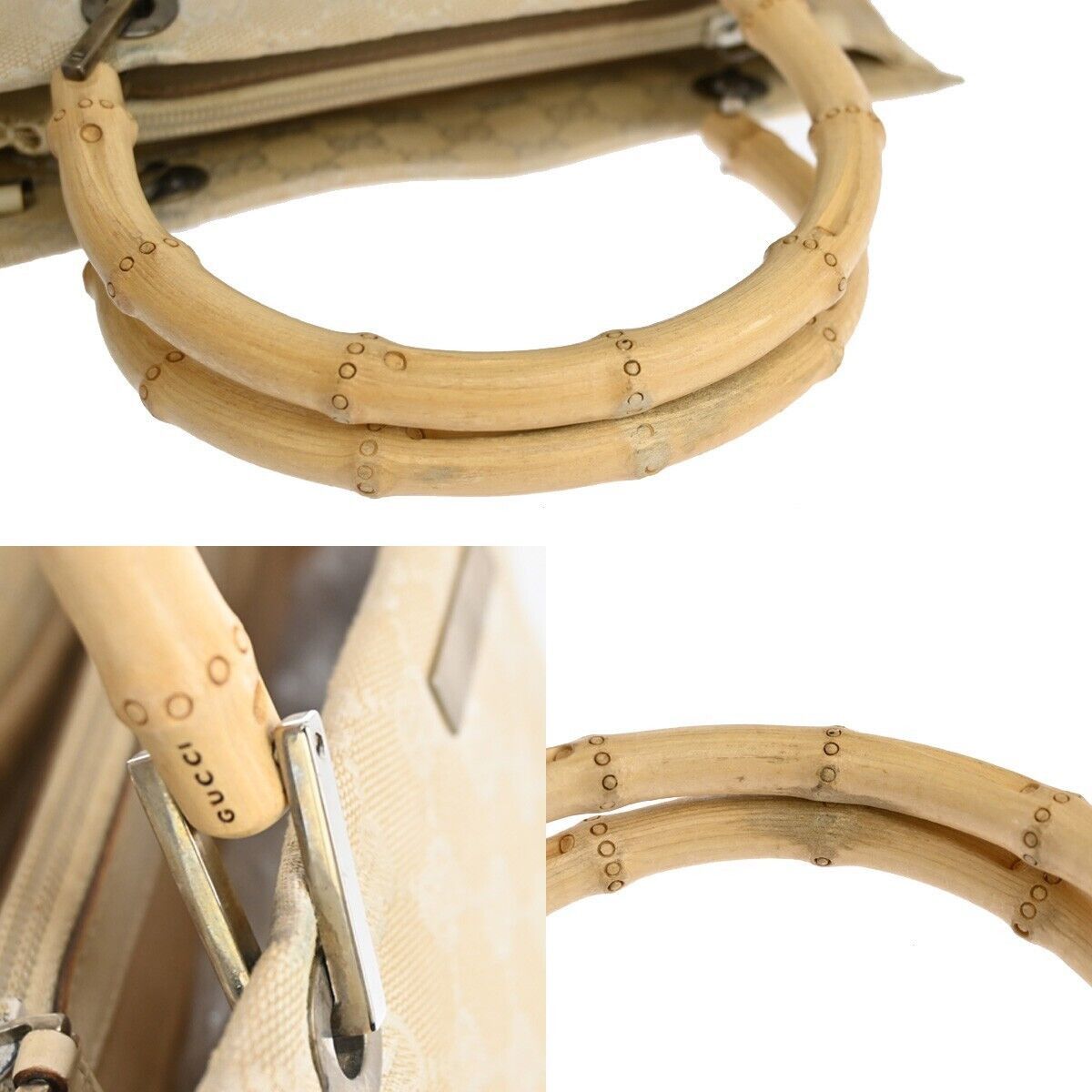 Gucci Bamboo Beige Canvas Handbag (Pre-Owned) Size ONE SIZE - 6 Thumbnail