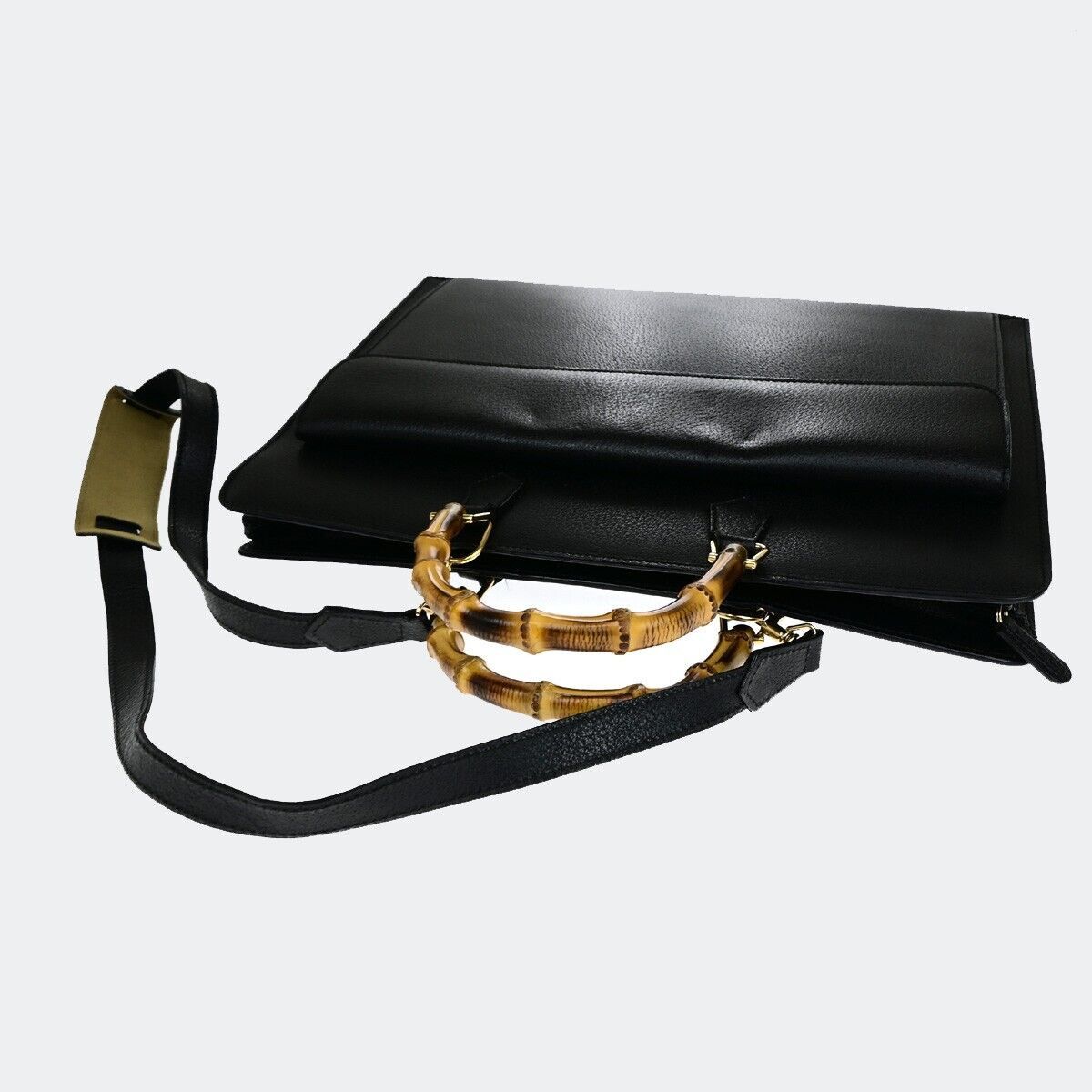 Gucci Bamboo Black Leather Briefcase Bag (Pre-Owned) Size ONE SIZE - 5 Thumbnail
