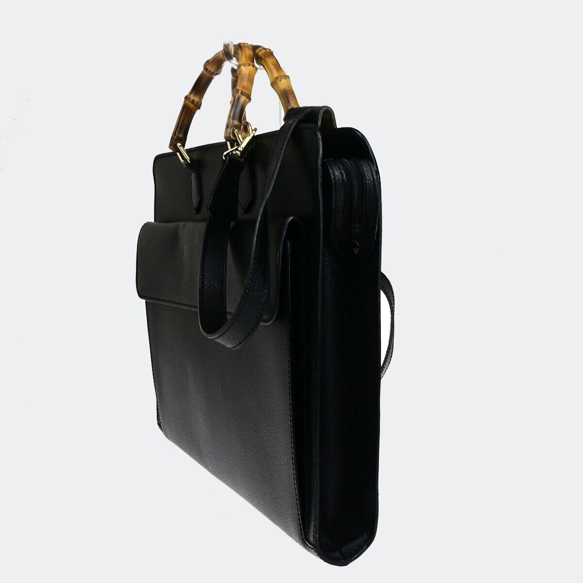 Gucci Bamboo Black Leather Briefcase Bag (Pre-Owned) Size ONE SIZE - 3 Thumbnail
