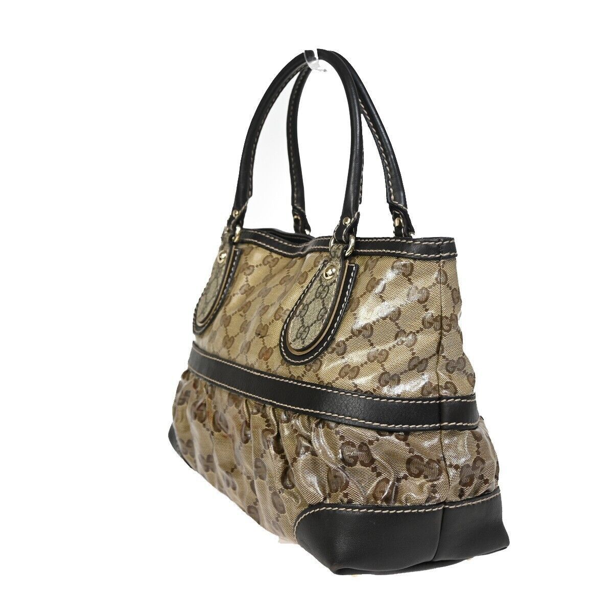 Gucci Gg Crystal Brown Canvas Handbag (Pre-Owned) Size ONE SIZE - 9 Thumbnail
