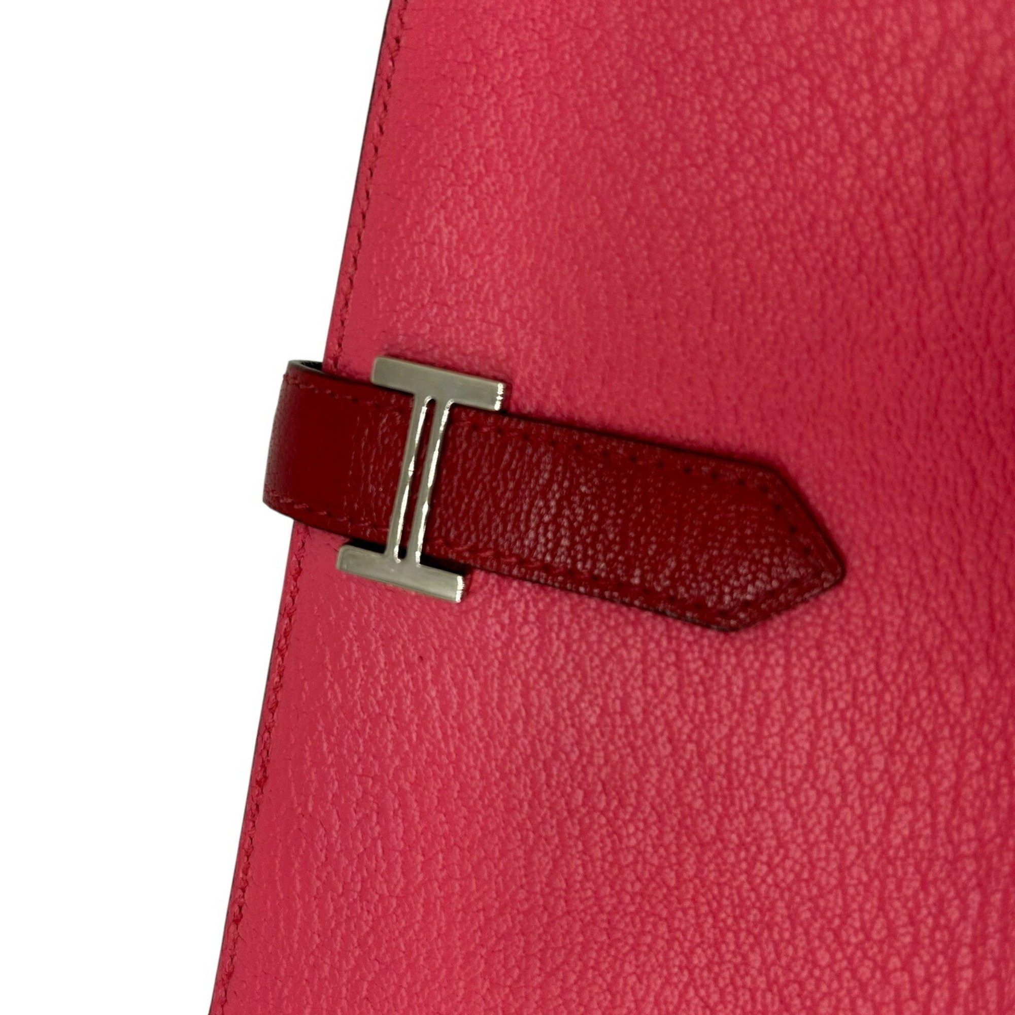 Hermes Hermes Long Wallet Bearn Soufflet Verso Chevre Rose Lipstick Rouge Garance Q□ Engraved 2013 Bicolor Women's Men's Size ONE SIZE - 5 Thumbnail