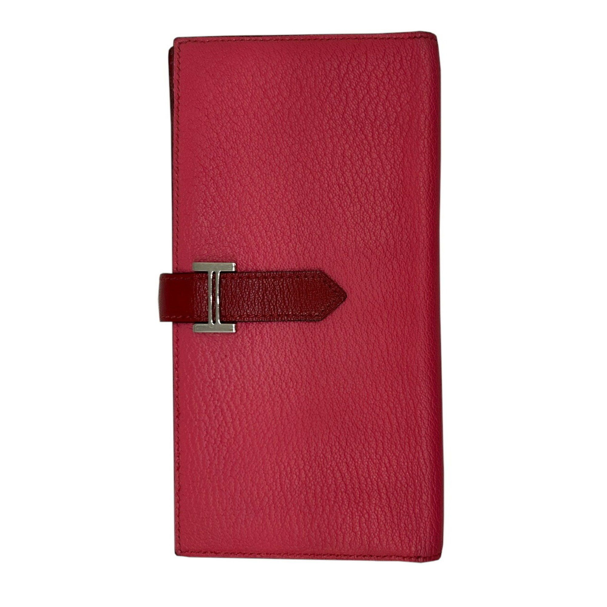 Hermes Hermes Long Wallet Bearn Soufflet Verso Chevre Rose Lipstick Rouge Garance Q□ Engraved 2013 Bicolor Women's Men's Size ONE SIZE - 2 Thumbnail