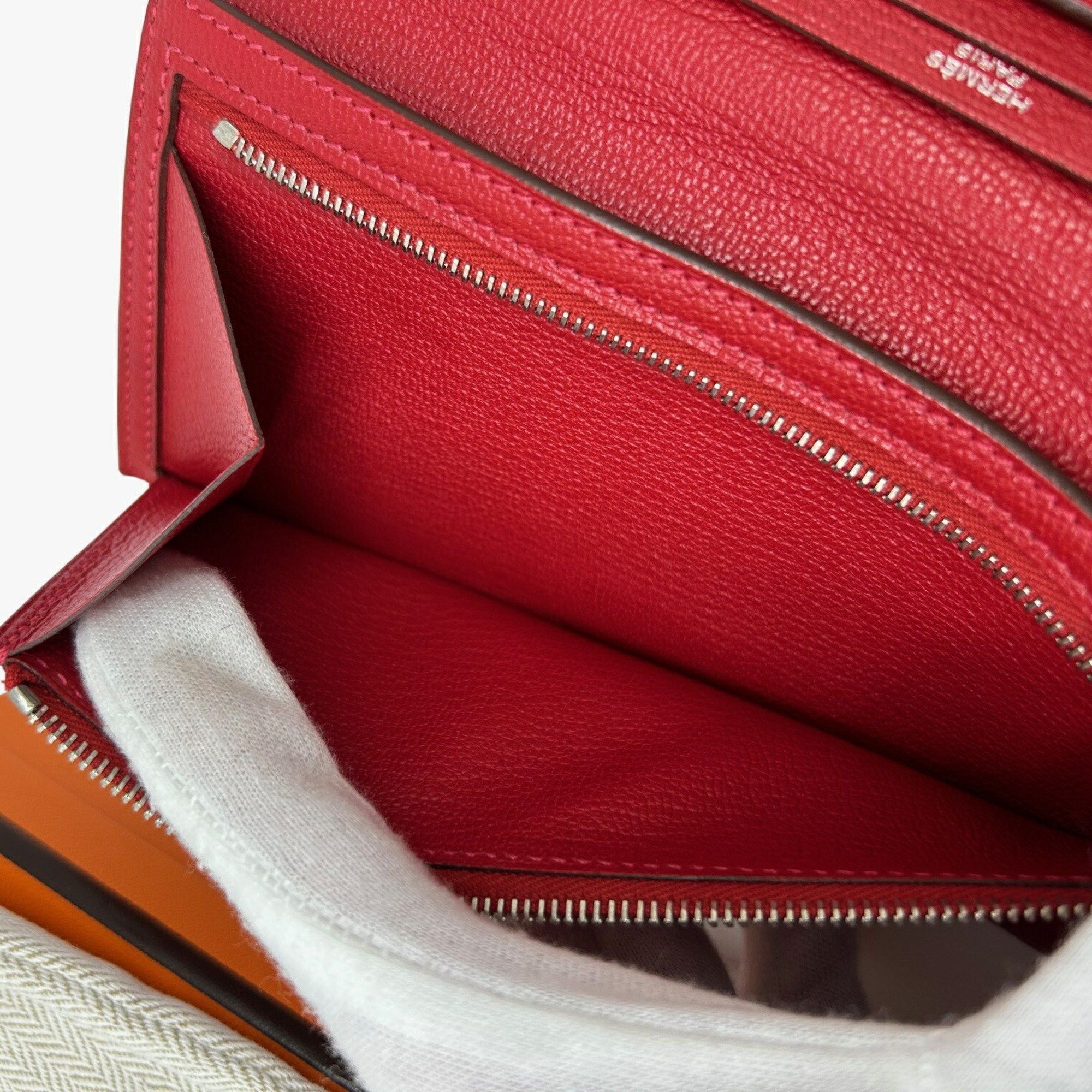 Hermes Hermes Long Wallet Bearn Soufflet Verso Chevre Rose Lipstick Rouge Garance Q□ Engraved 2013 Bicolor Women's Men's Size ONE SIZE - 11 Thumbnail