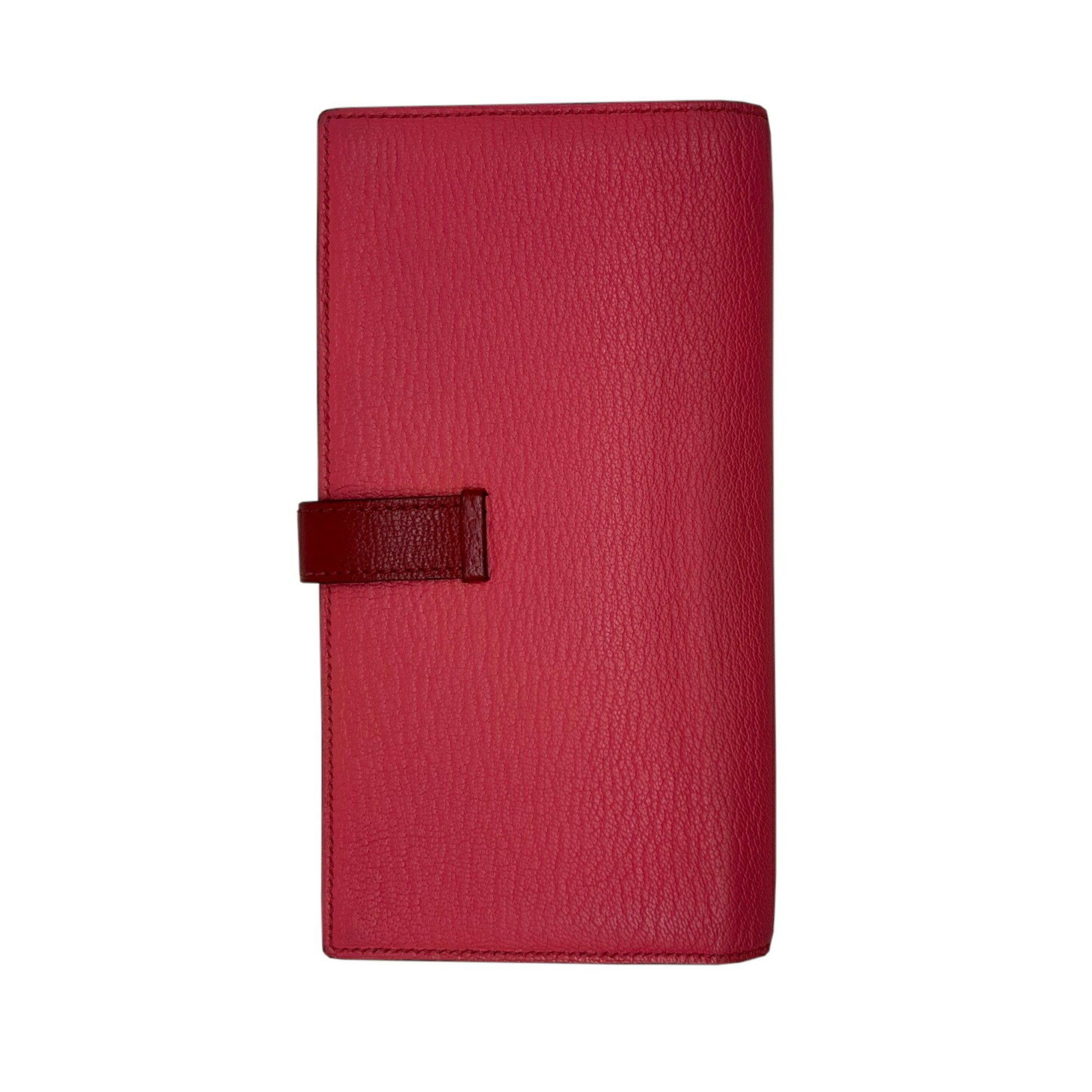 Hermes Hermes Long Wallet Bearn Soufflet Verso Chevre Rose Lipstick Rouge Garance Q□ Engraved 2013 Bicolor Women's Men's Size ONE SIZE - 4 Thumbnail