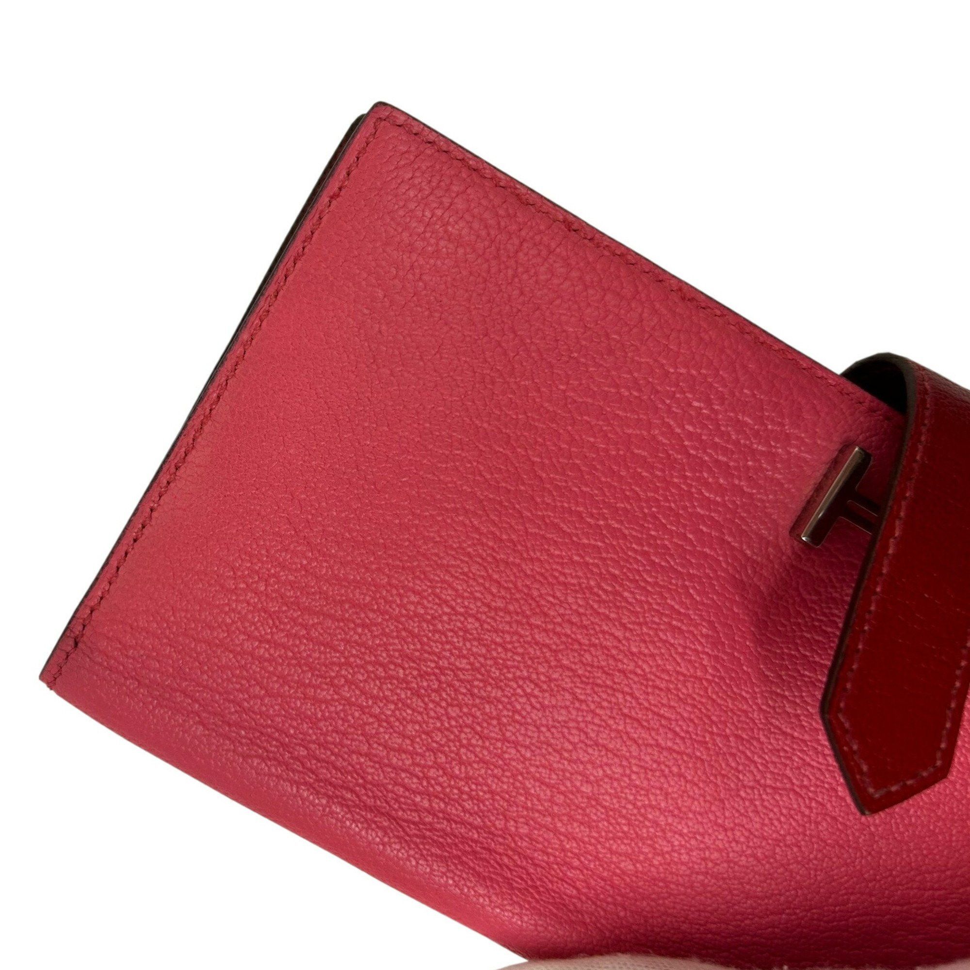 Hermes Hermes Long Wallet Bearn Soufflet Verso Chevre Rose Lipstick Rouge Garance Q□ Engraved 2013 Bicolor Women's Men's Size ONE SIZE - 13 Thumbnail