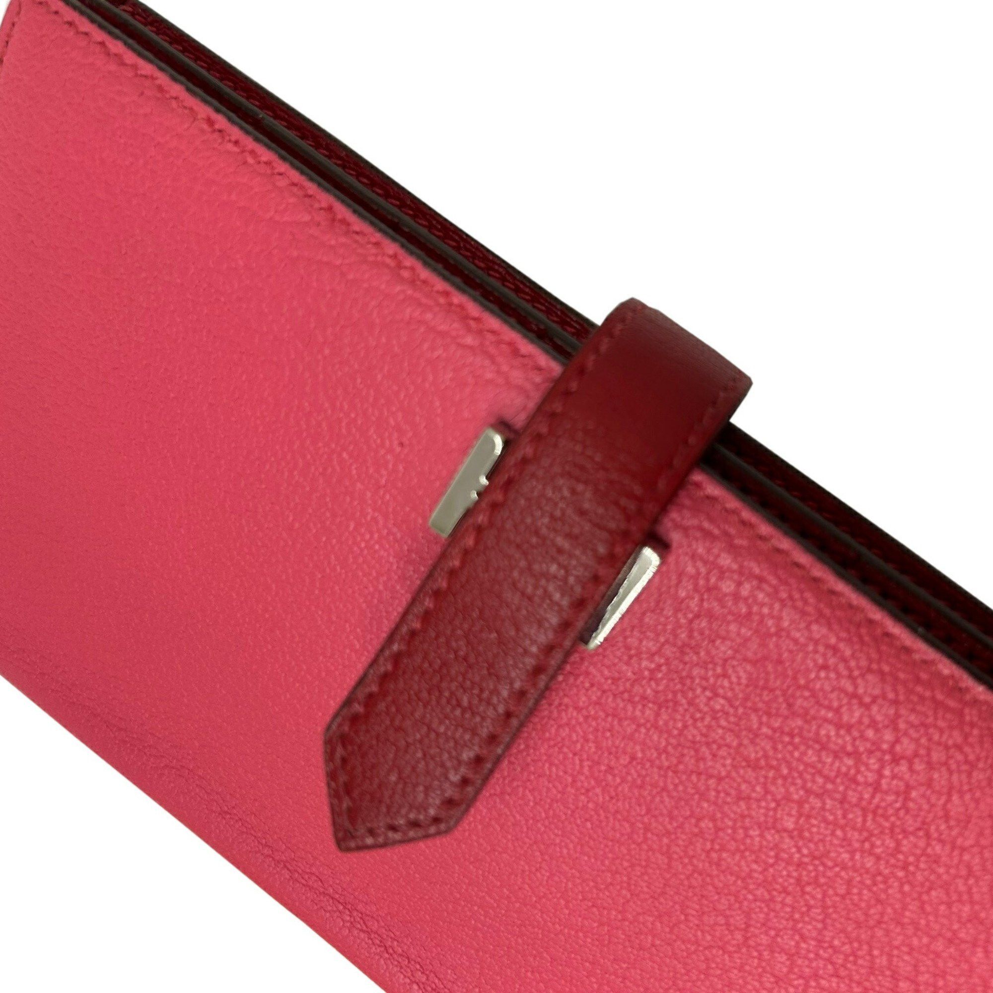 Hermes Hermes Long Wallet Bearn Soufflet Verso Chevre Rose Lipstick Rouge Garance Q□ Engraved 2013 Bicolor Women's Men's Size ONE SIZE - 14 Thumbnail
