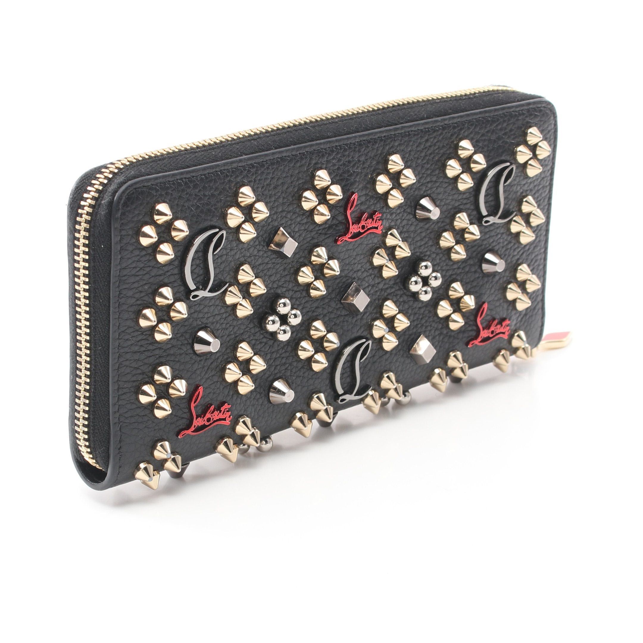 Christian Louboutin Christian Louboutin Panettone Round Zipper Long Wallet Leather Black Spike Studs Size ONE SIZE - 2 Thumbnail