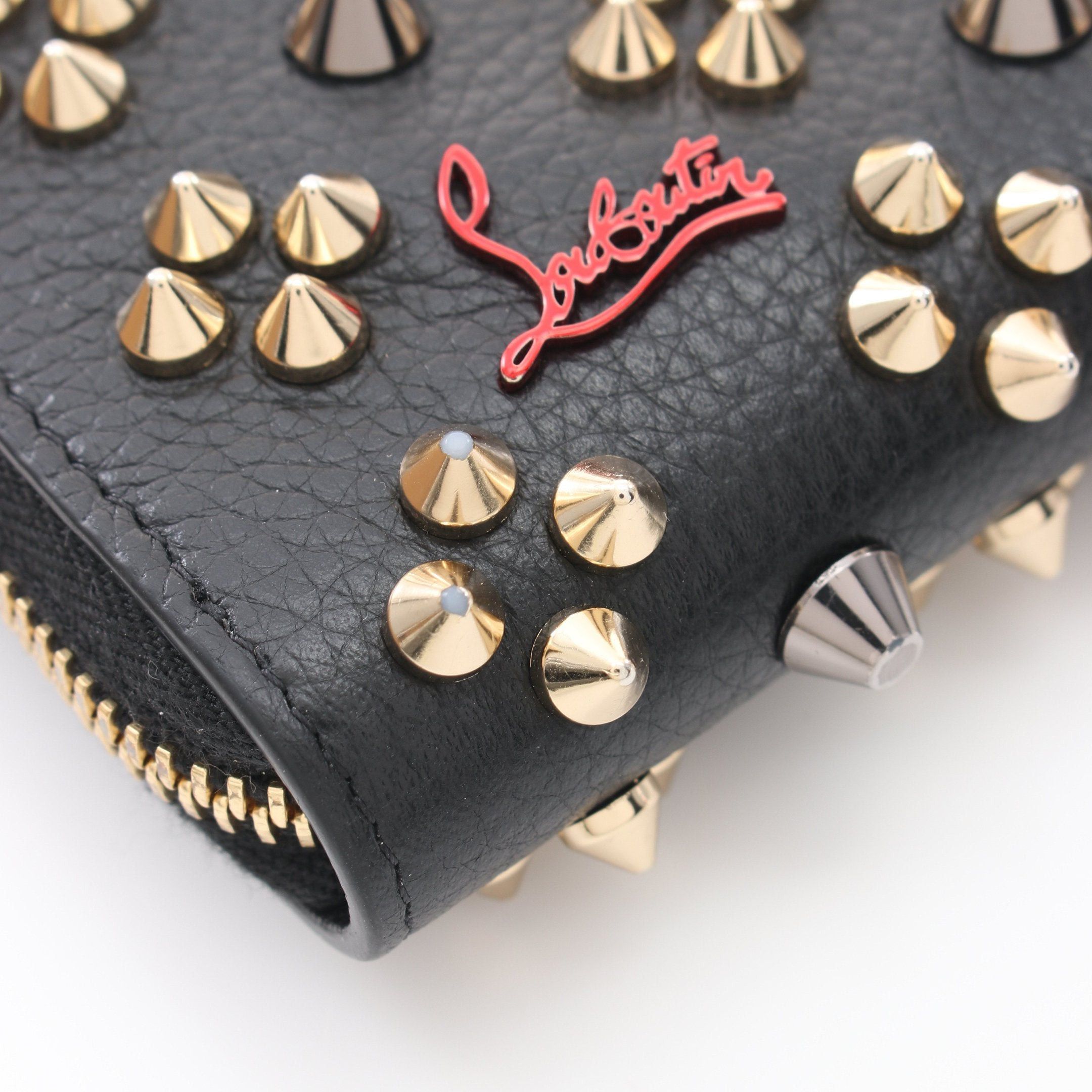 Christian Louboutin Christian Louboutin Panettone Round Zipper Long Wallet Leather Black Spike Studs Size ONE SIZE - 6 Thumbnail
