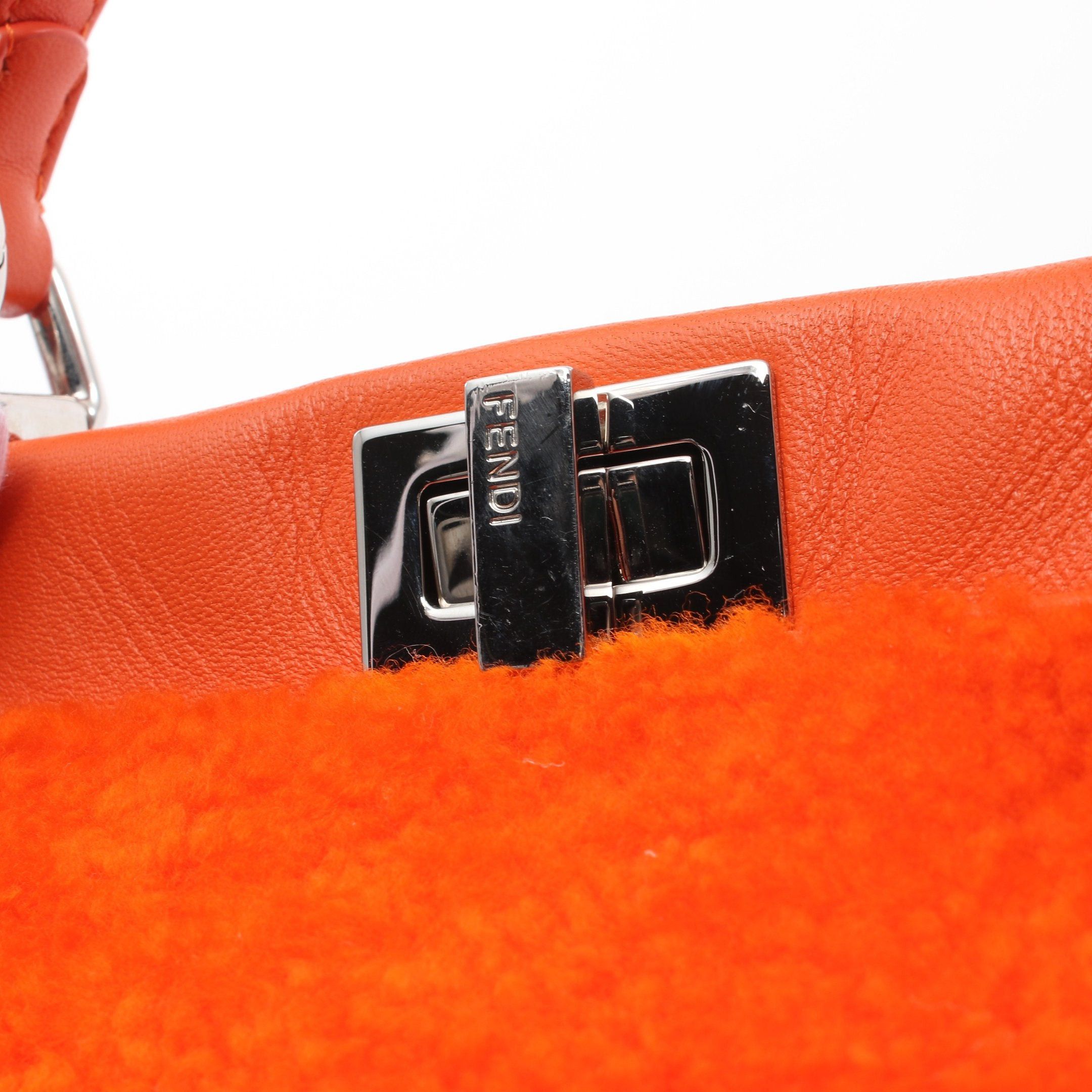 Fendi Fendi Ｍini Peekaboo Handbag Mouton Leather Orange Size ONE SIZE - 6 Thumbnail