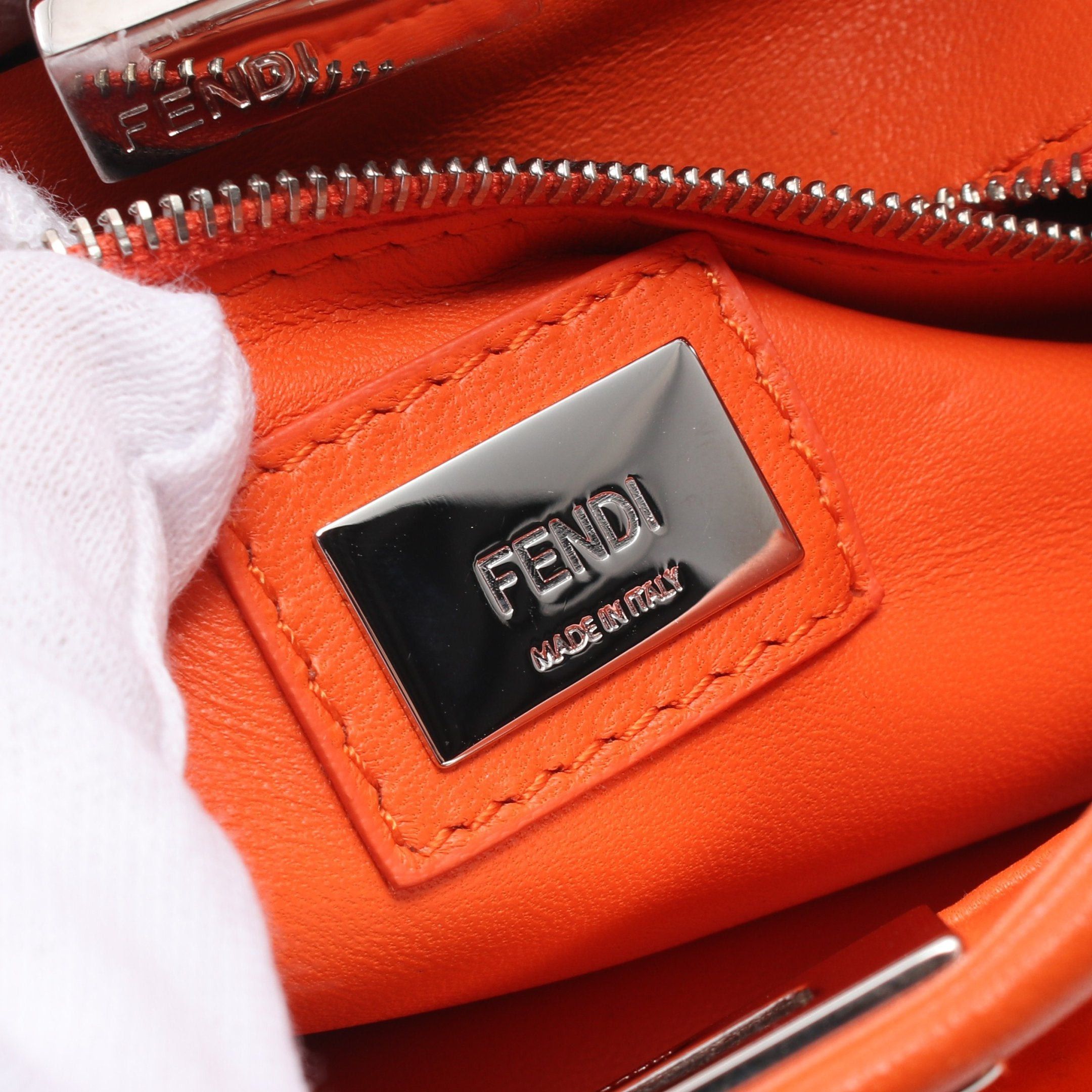 Fendi Fendi Ｍini Peekaboo Handbag Mouton Leather Orange Size ONE SIZE - 4 Thumbnail