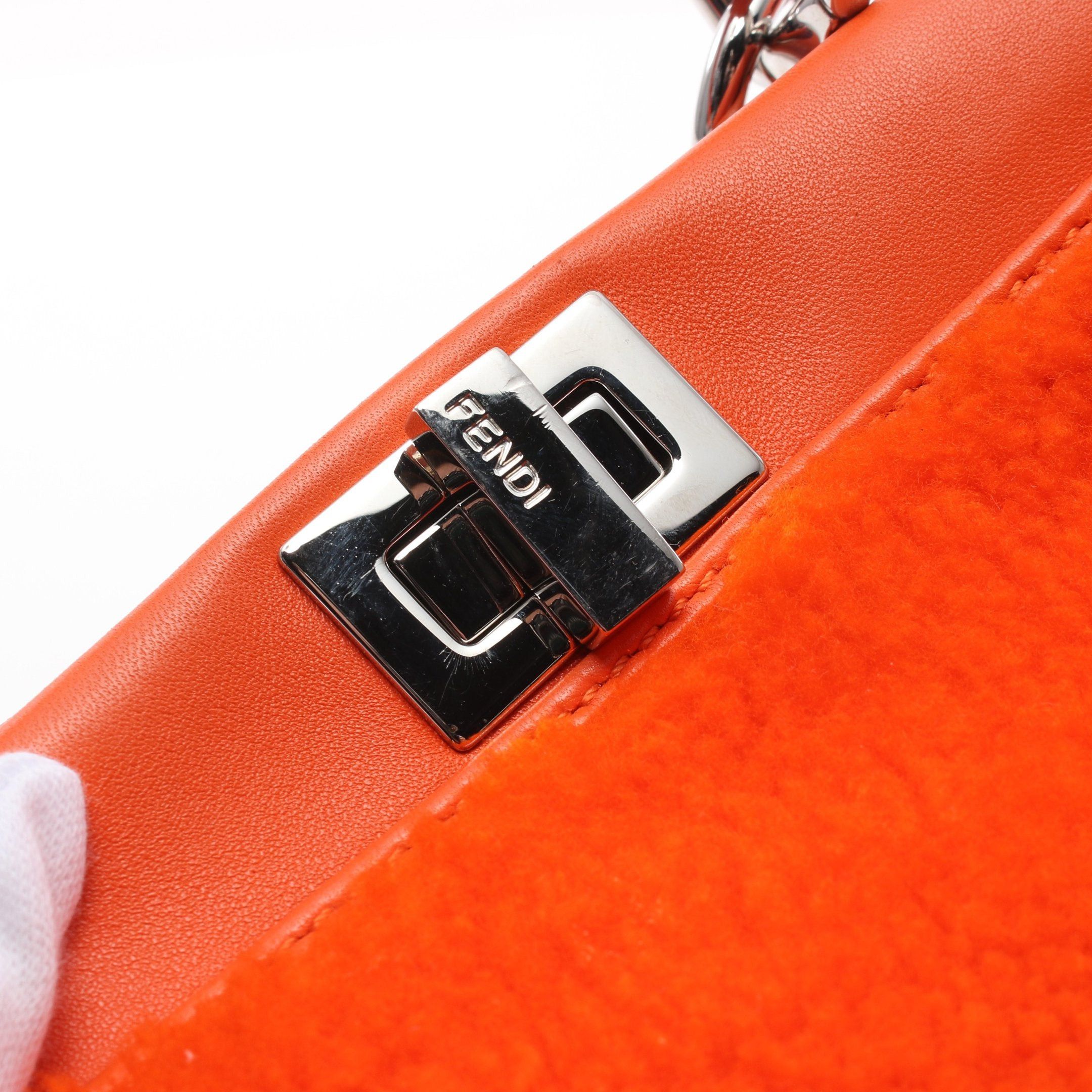 Fendi Fendi Ｍini Peekaboo Handbag Mouton Leather Orange Size ONE SIZE - 5 Thumbnail