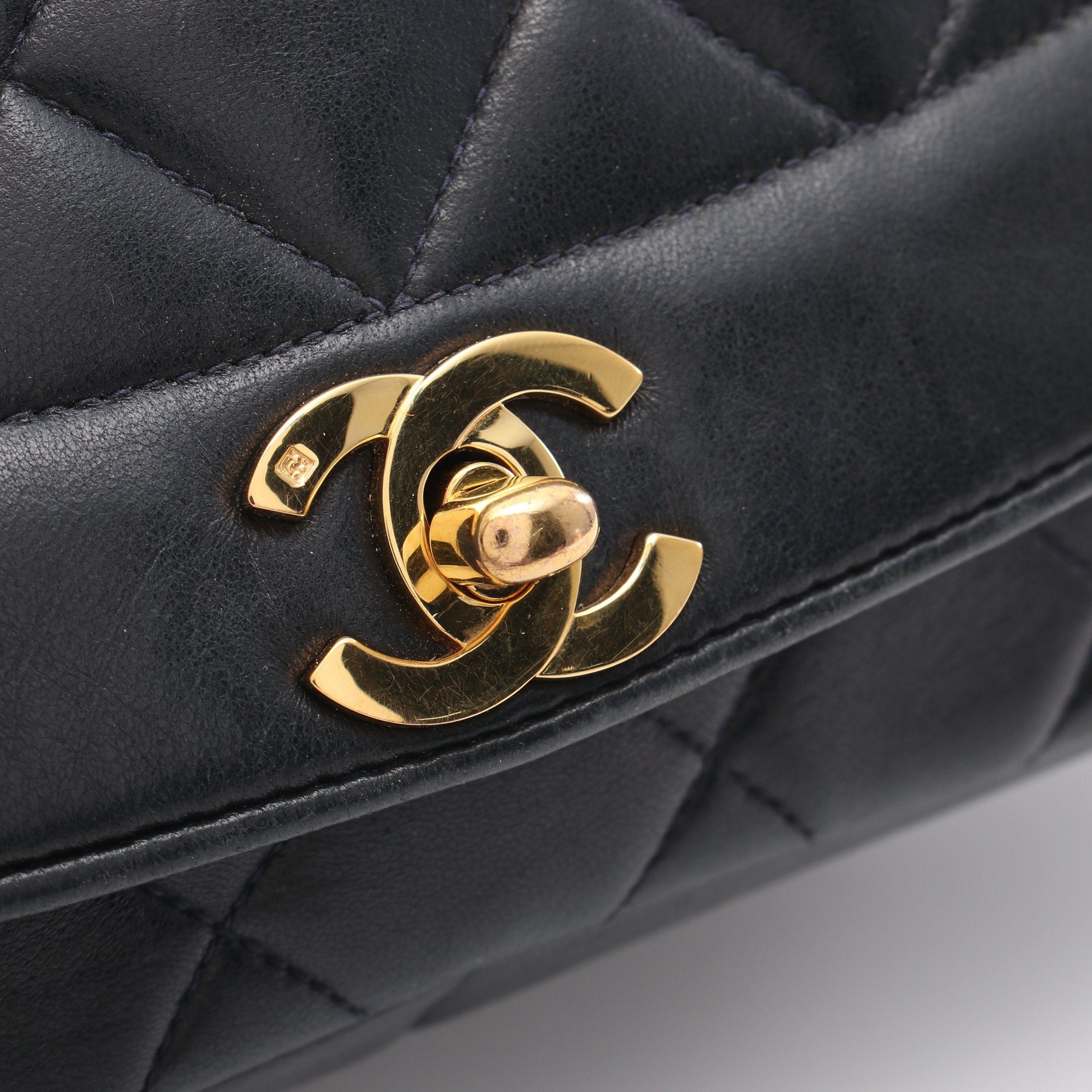 Chanel Chanel Matelasse Diana Flap Chain Shoulder Bag Lambskin Dark Navy Gold Hardware Size ONE SIZE - 7 Thumbnail