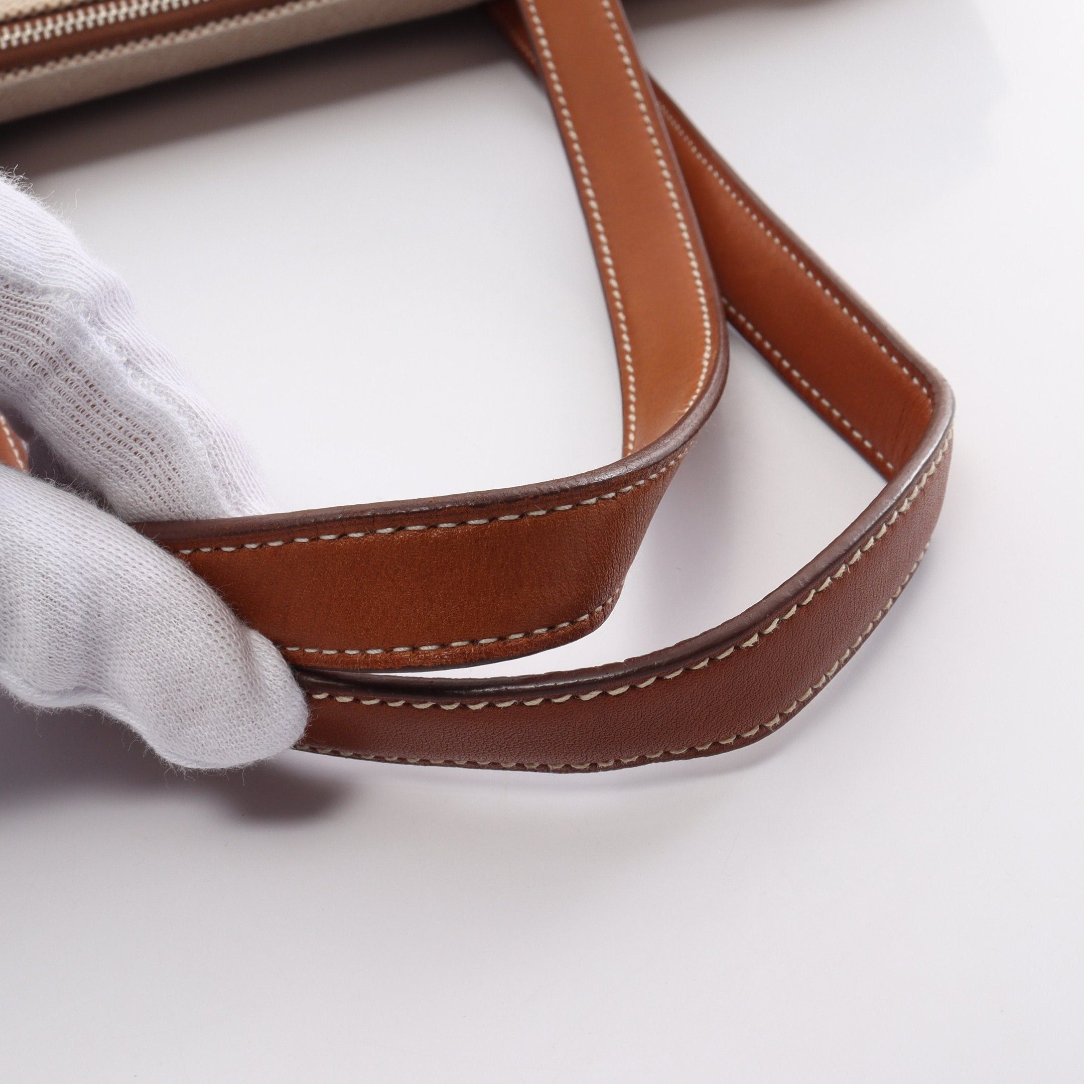 Hermes Hermes Kabas Mirror Handbag Tote Bag Toile Ash Leather Beige Brown Silver Hardware □L Stamp Size ONE SIZE - 10 Thumbnail