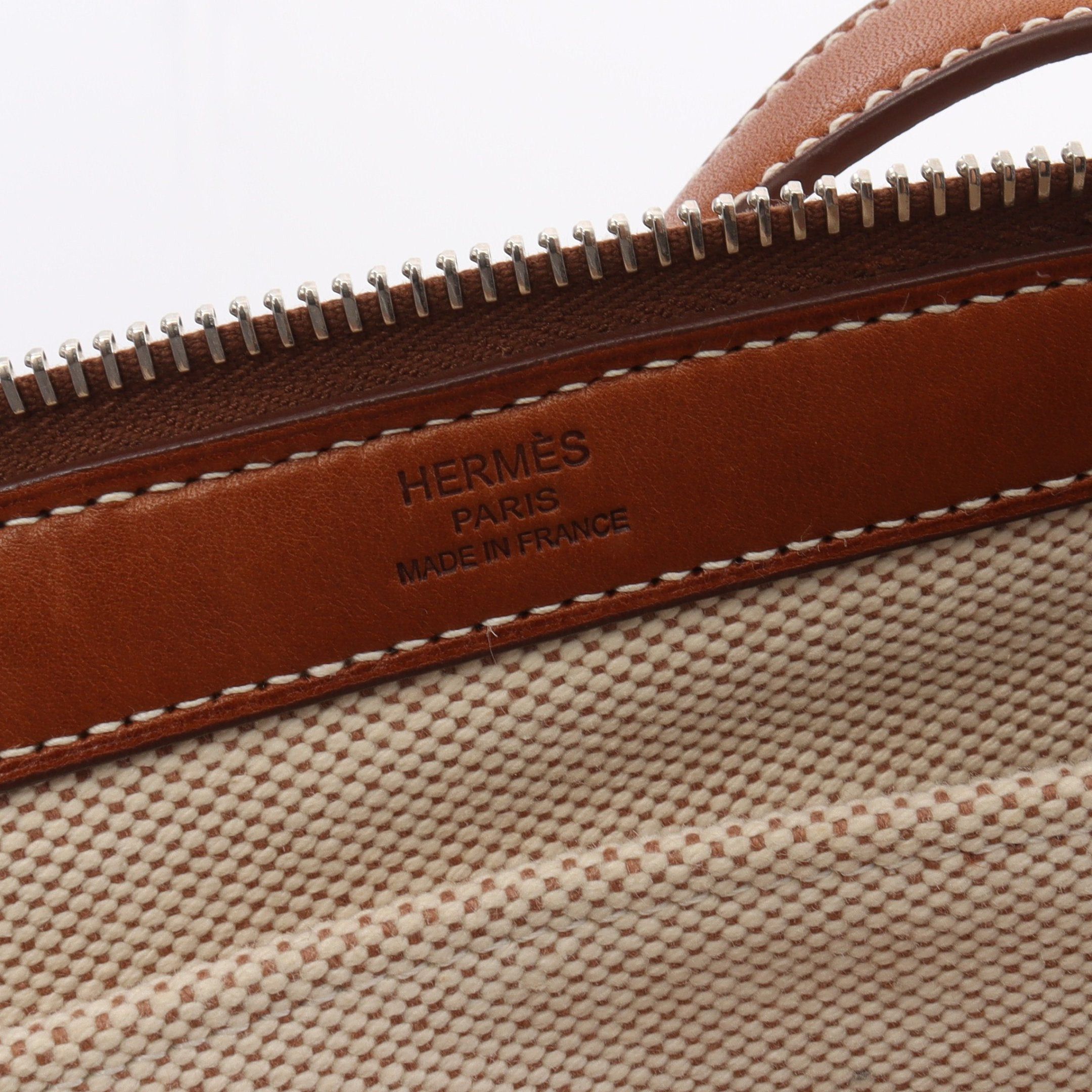 Hermes Hermes Kabas Mirror Handbag Tote Bag Toile Ash Leather Beige Brown Silver Hardware □L Stamp Size ONE SIZE - 4 Thumbnail