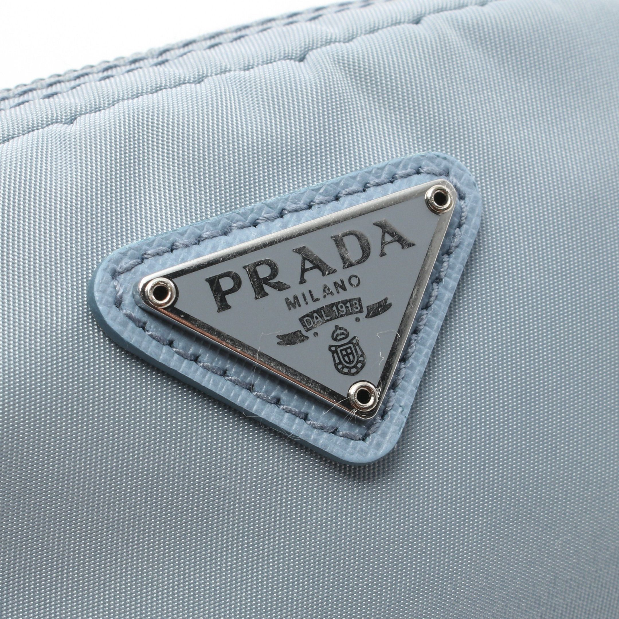 Prada Prada Vera Pouch Nylon Saffiano Leather Blue Gray Size ONE SIZE - 8 Thumbnail