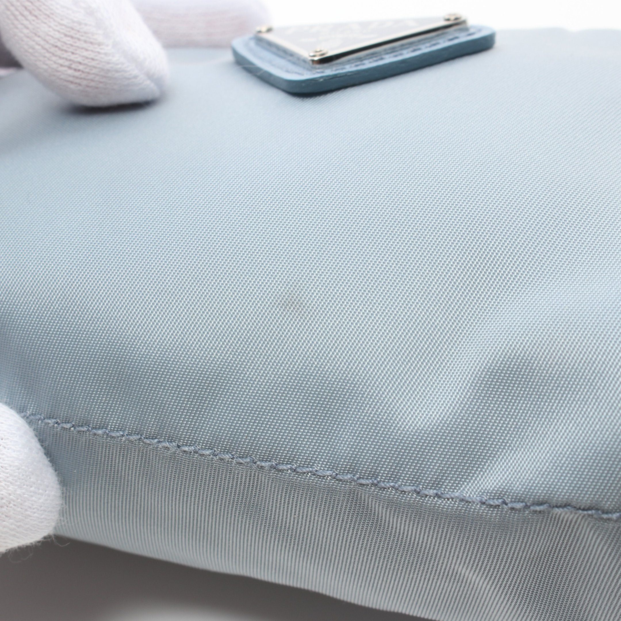 Prada Prada Vera Pouch Nylon Saffiano Leather Blue Gray Size ONE SIZE - 7 Thumbnail