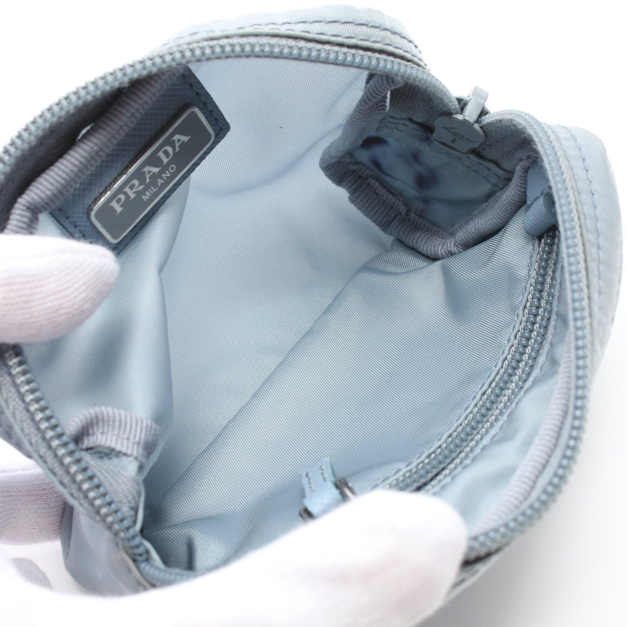 Prada Prada Vera Pouch Nylon Saffiano Leather Blue Gray Size ONE SIZE - 3 Thumbnail