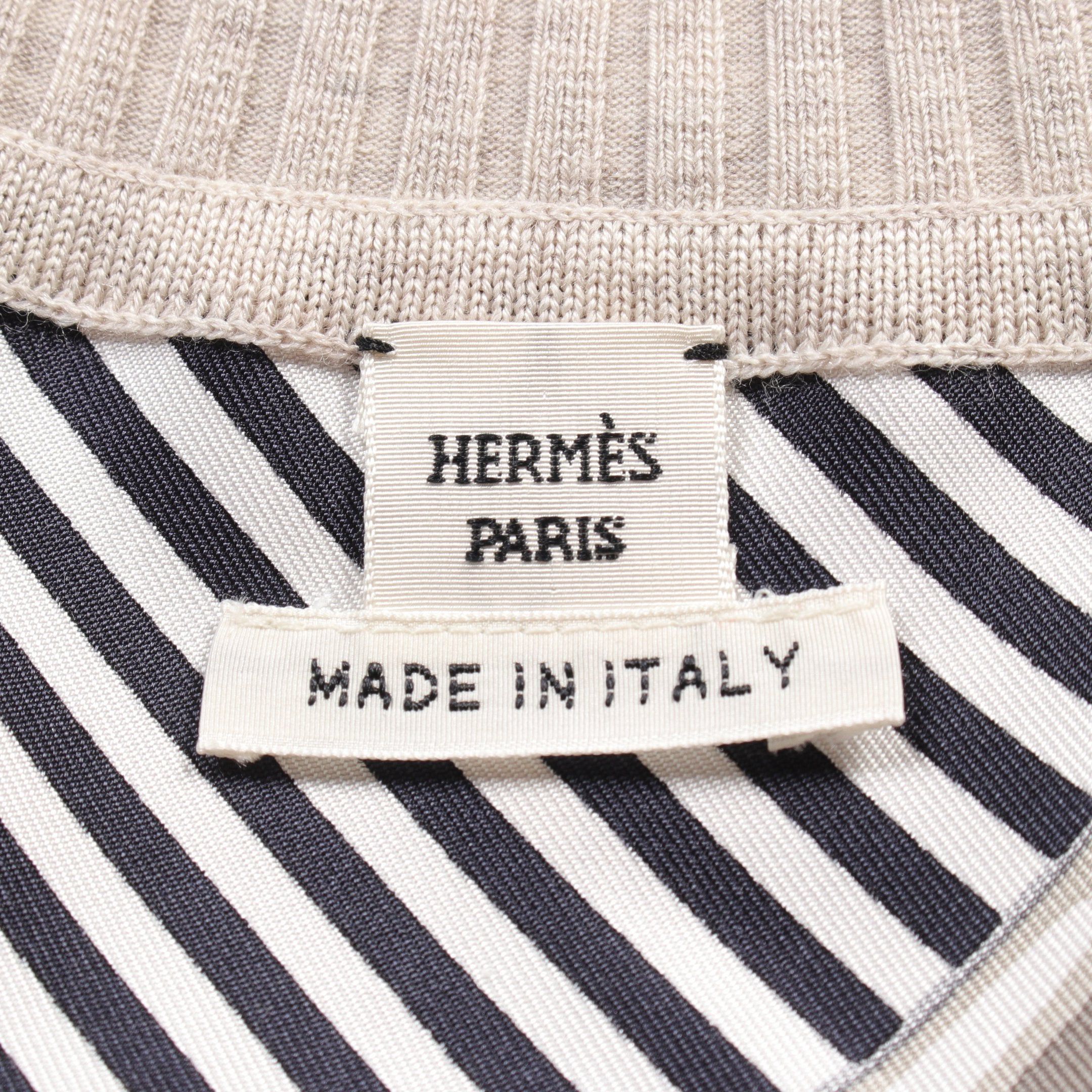 Hermes Hermes Cardigan Switching Silk Wool Gray Light Beige Multicolor Size ONE SIZE - 3 Thumbnail