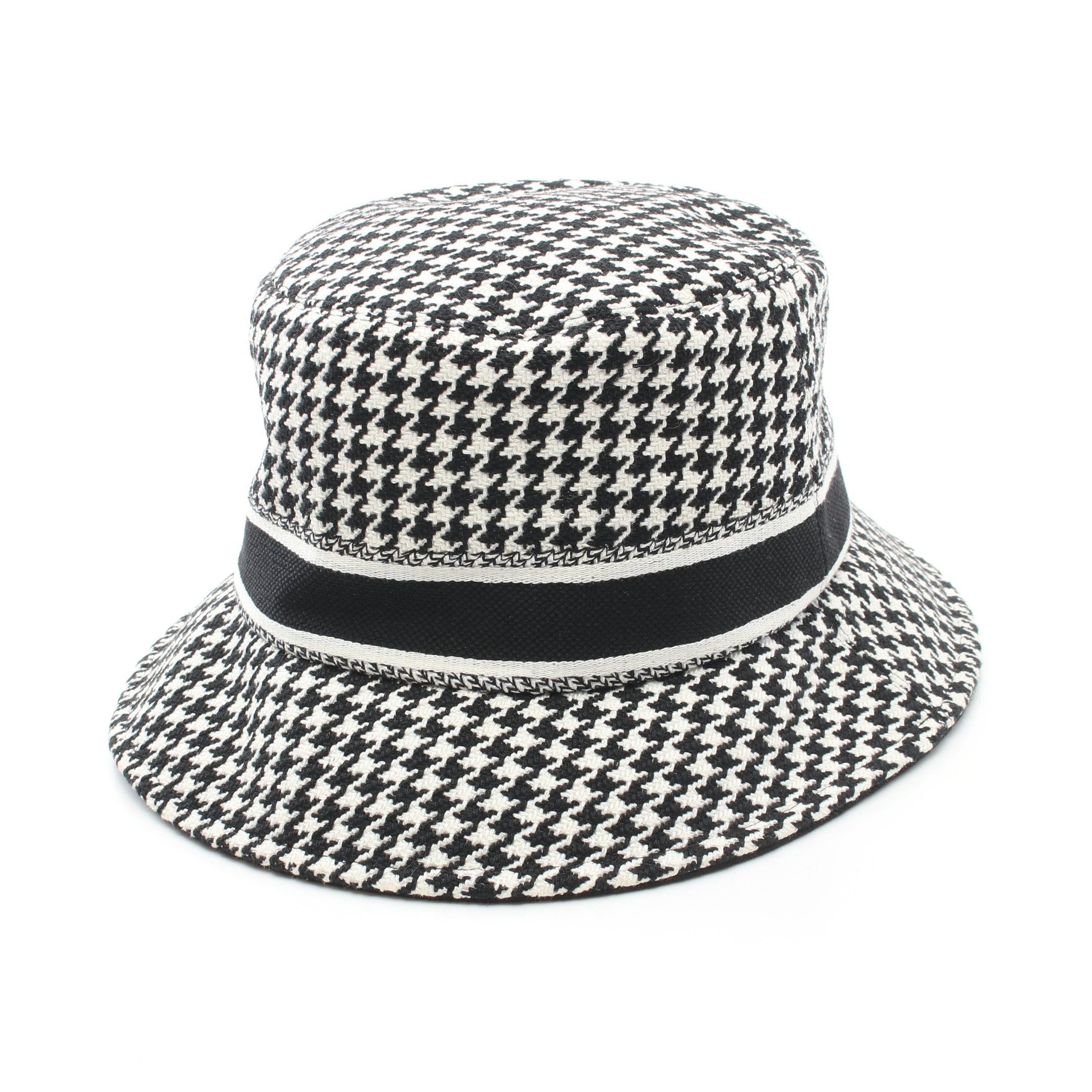 Dior Dior Houndstooth Bucket Hat Cotton White Black Size ONE SIZE - 2 Thumbnail